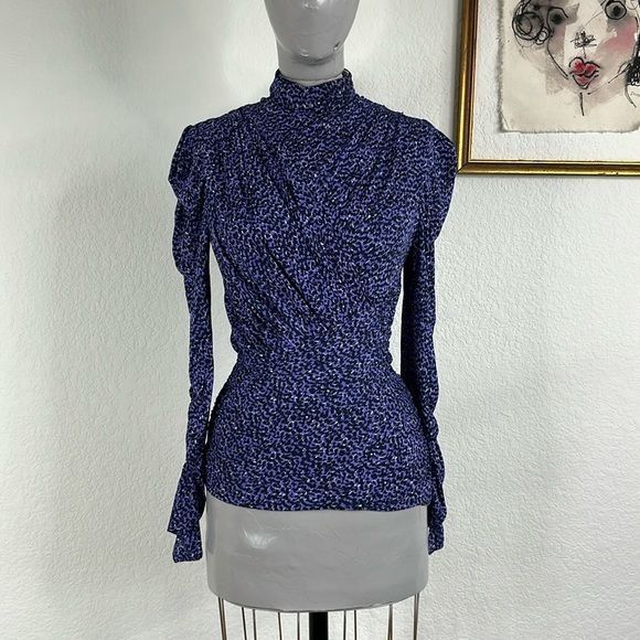 Isabel Marant Isabel Marant Jalford Animal Print Ruched High Neck Jersey T Size M / US 6-8 / IT 42-44 - 2 Thumbnail