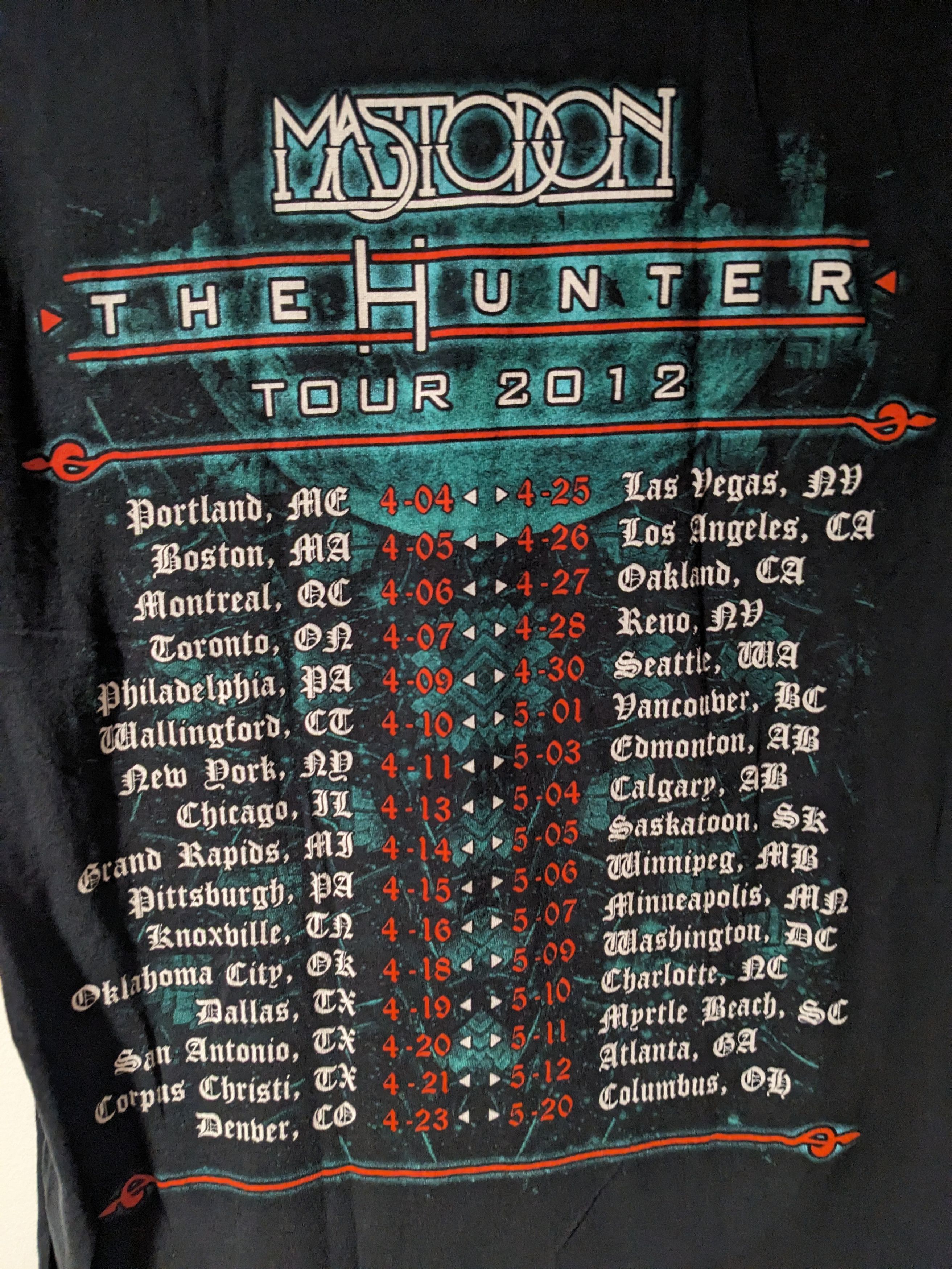 Band Tees × Vintage Vintage 2012 Mastodom The Hunter Tour Black Small T-Shirt Size US S / EU 44-46 / 1 - 6 Thumbnail