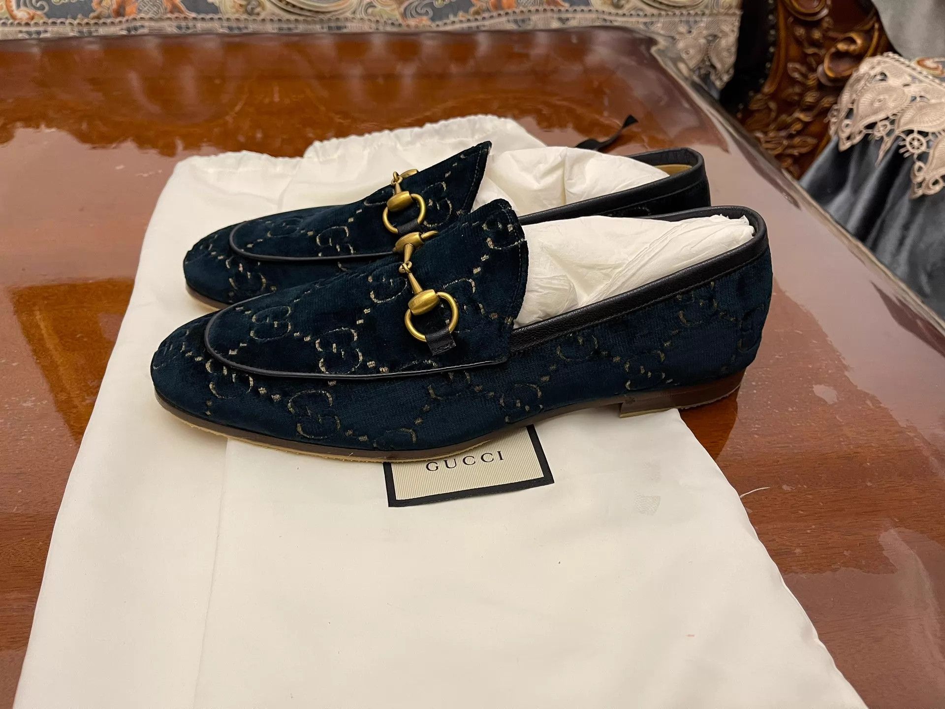 Gucci Gucci Velvet Horsebit Buckle Full Logo Shoes 7 (US) New Size US 7 / EU 40 - 3 Thumbnail