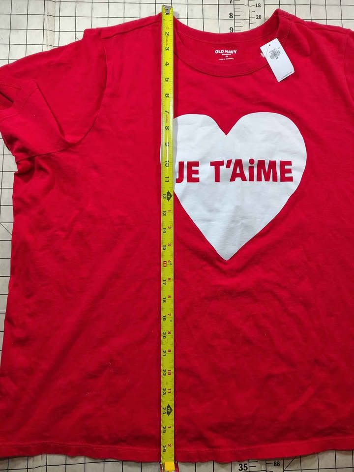 Old Navy New Women's Old Navy Red Je T'aime Heart T-Shirt 2X Size ONE SIZE - 6 Thumbnail
