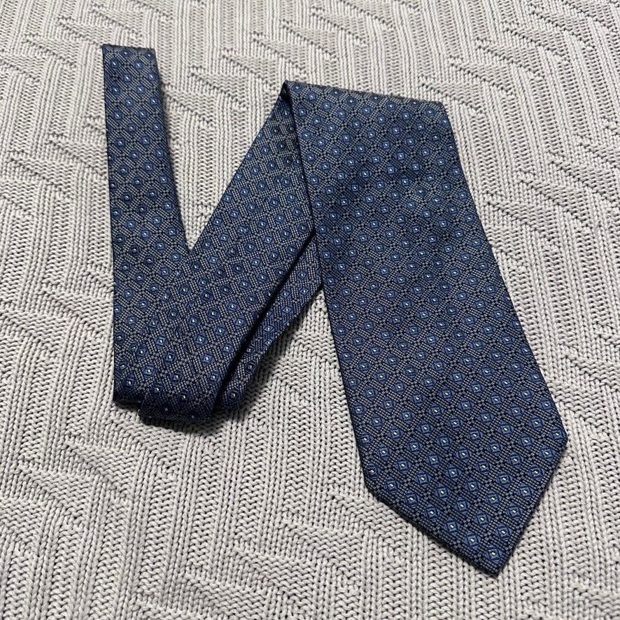 Saks Fifth Avenue Saks Fifth Avenue navy blue geometric Italian silk tie Size ONE SIZE - 1 Thumbnail