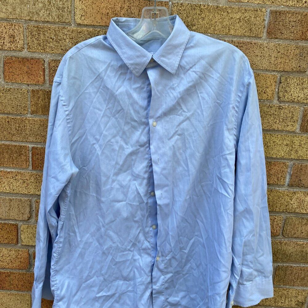 Armani Vintage Armani Button Up Dress Shirt Size 17 Large Blue Size US L / EU 52-54 / 3 - 4 Thumbnail