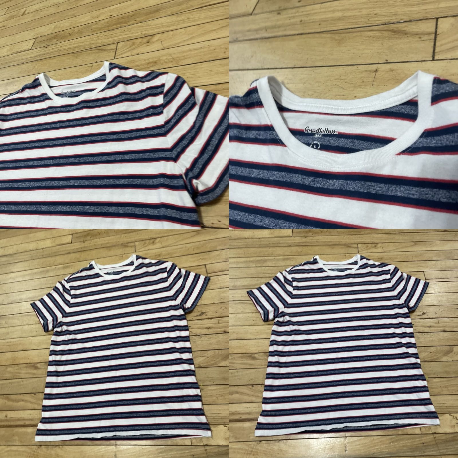 Vintage VINTAGE Goodfellow & Co T Shirt Mens L White Stripe Hoop Red Blue Preppy Retro Skate Tee L Size US L / EU 52-54 / 3 - 9 Thumbnail