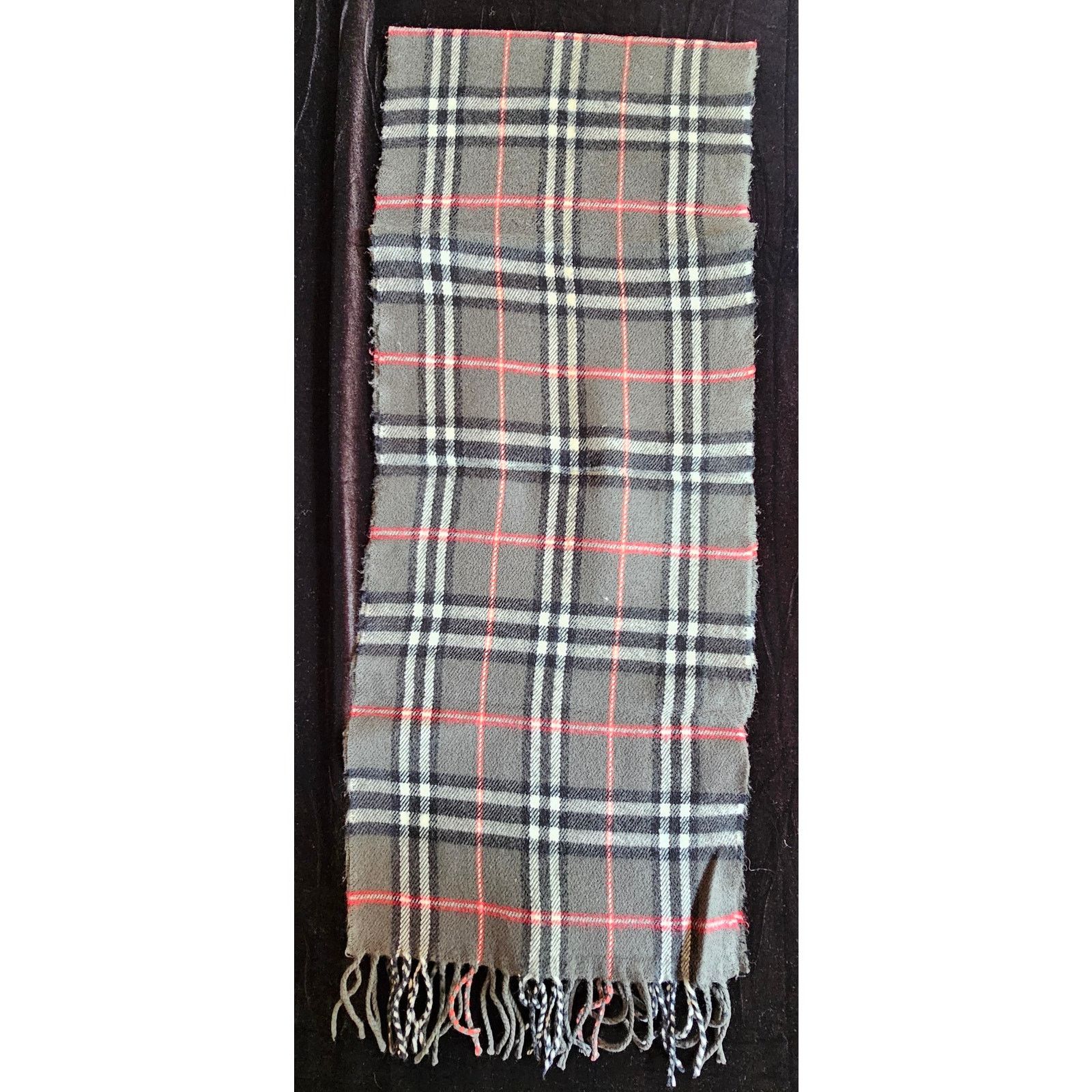 Burberry BURBERRY London 100% Lambswool Gray Scarf Nova Check (3) Size ONE SIZE - 5 Thumbnail