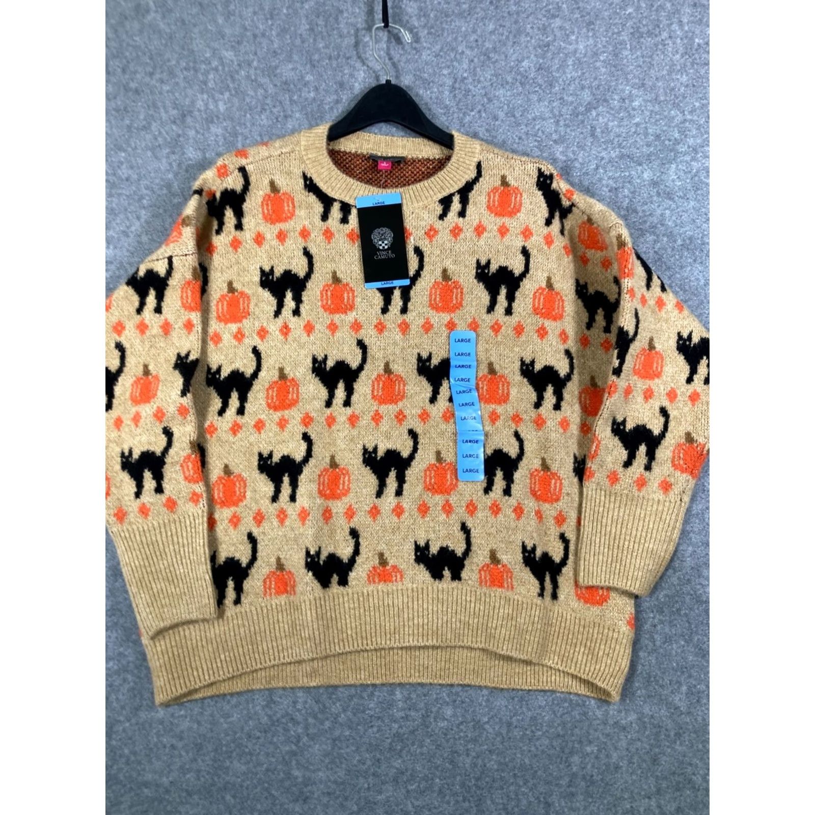 Vince Camuto Vince Camuto Pullover Halloween Sweater Womens Large Tan Knit Crew Neck NWT Size L / US 10 / IT 46 - 3 Thumbnail