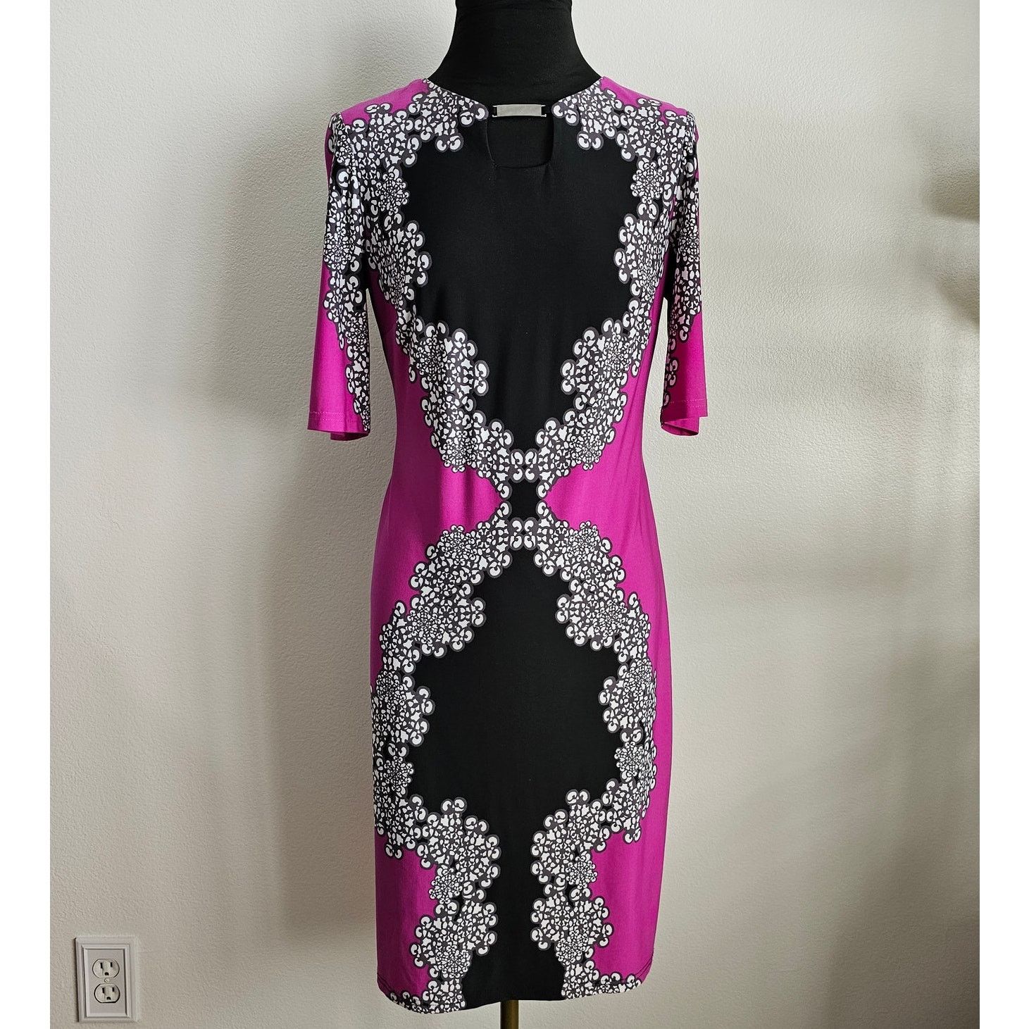 Joseph Ribkoff Joseph Ribkoff Black and Purple Floral Shift Midi Dress 10 Size L / US 10 / IT 46 - 1 Thumbnail