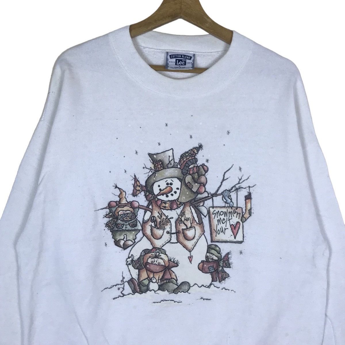 Lee Vintage Lee Cotton Blend Snowman Graphic Pullover Jumper Size US L / EU 52-54 / 3 - 2 Thumbnail