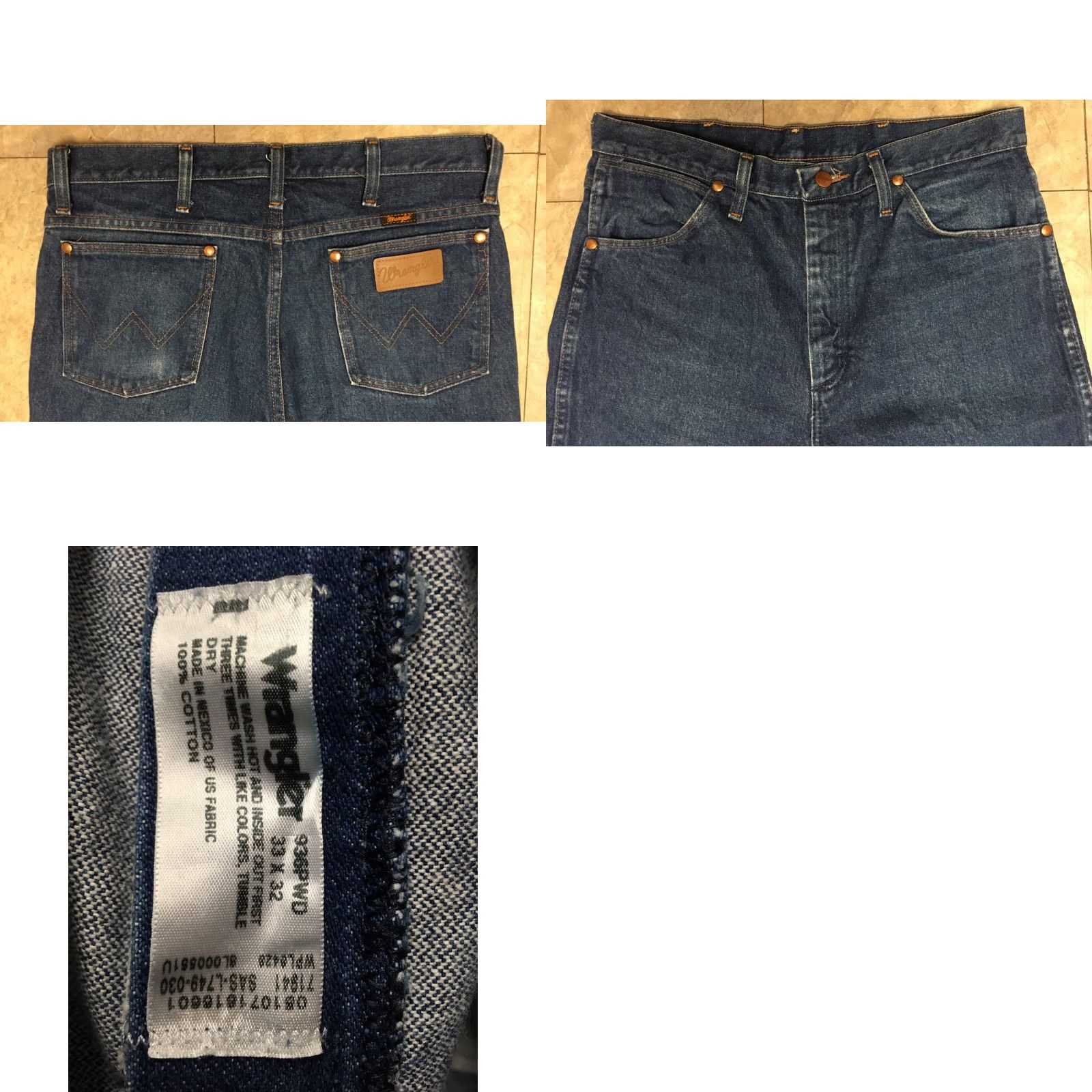 Wrangler VINTAGE Wrangler Jeans Western Cowboy Naturally Distressed From Wear Worn Size 33 32 Size US 33 - 8 Thumbnail