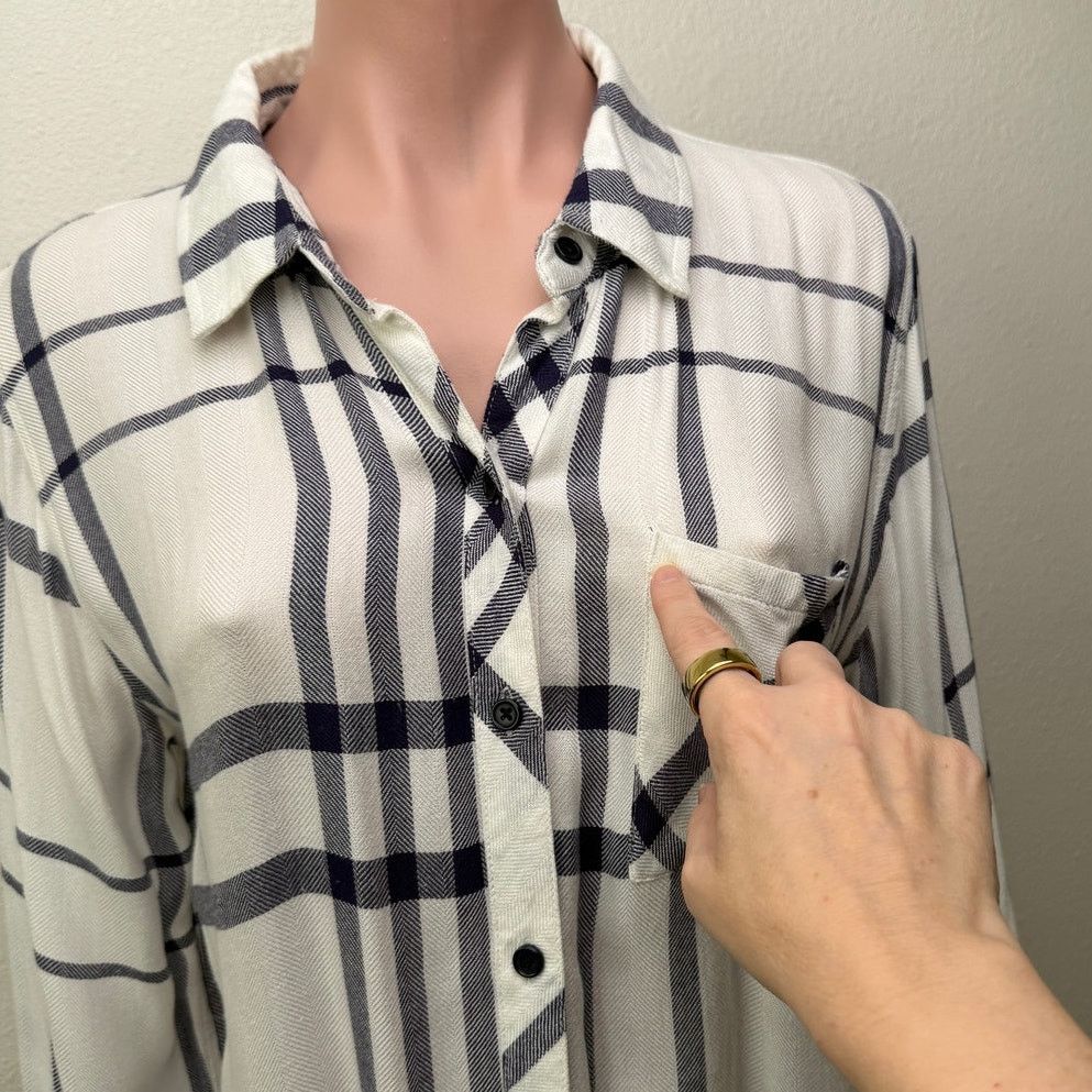 Rails Rails White Navy Plaid Button Down Shirt Long Sleeve Women S Size S / US 4 / IT 40 - 12 Thumbnail
