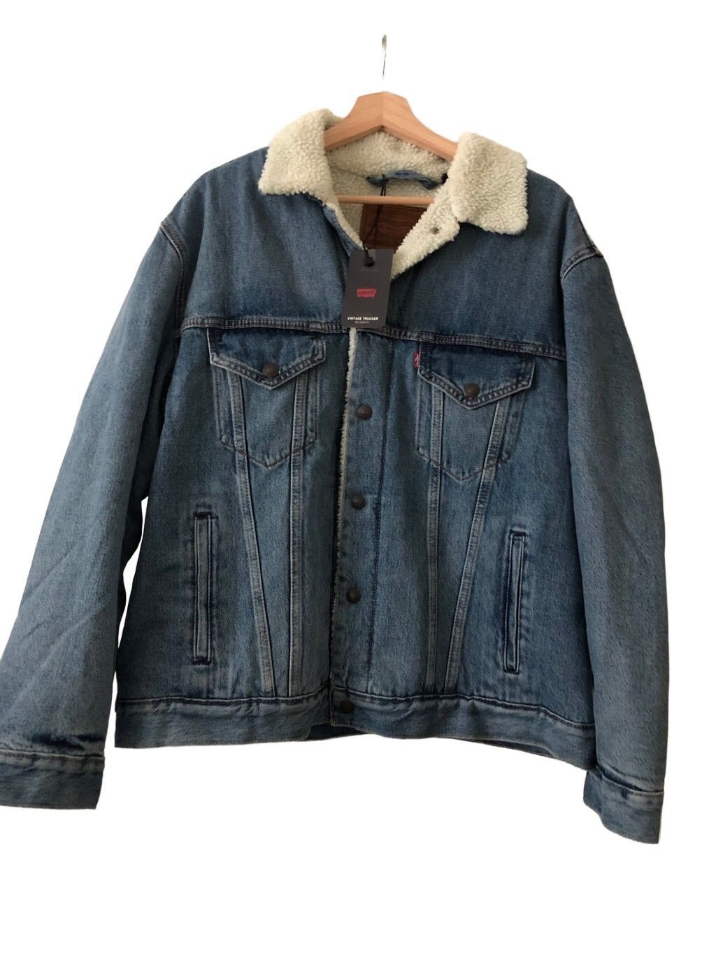 Levi's Levi Vintage Washed Sherpa Lined Denim Trucker Jacket Size US L / EU 52-54 / 3 - 2 Thumbnail