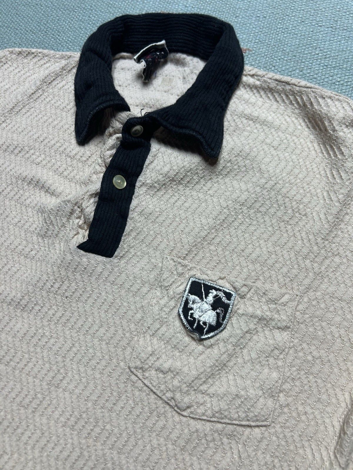 Vintage Vtg 50s polo shirt cotton knit corduroy collar black white M Size US M / EU 48-50 / 2 - 5 Thumbnail
