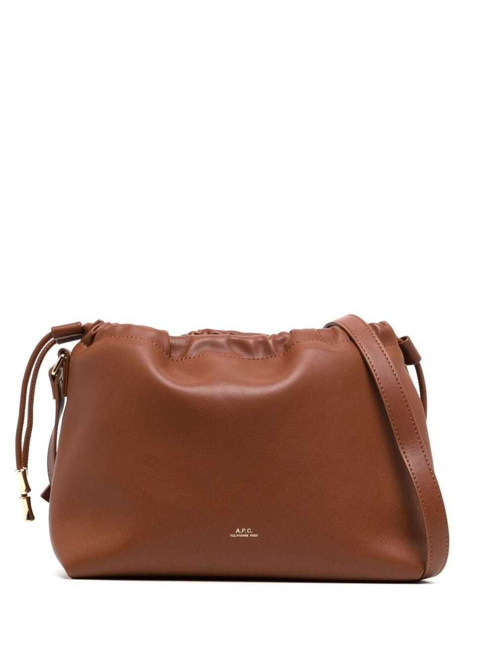 A.P.C. 'Louise' brown Crossbody bag with logo lettering on the front and drawstring closure in Ecoleather woman Size ONE SIZE - 1 Thumbnail