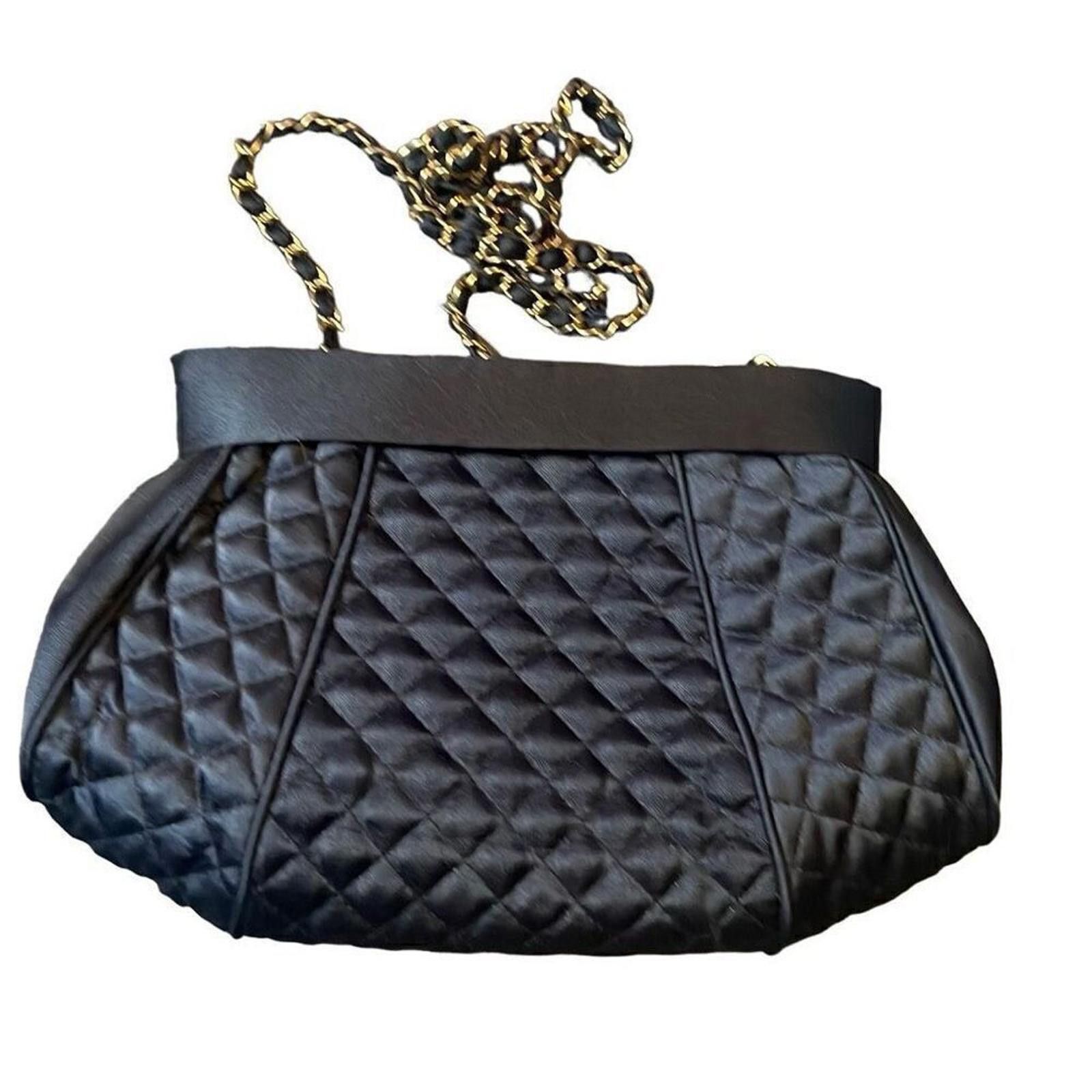 Designer Vintage De Lill quilted fabric evening bag black Size ONE SIZE - 5 Thumbnail