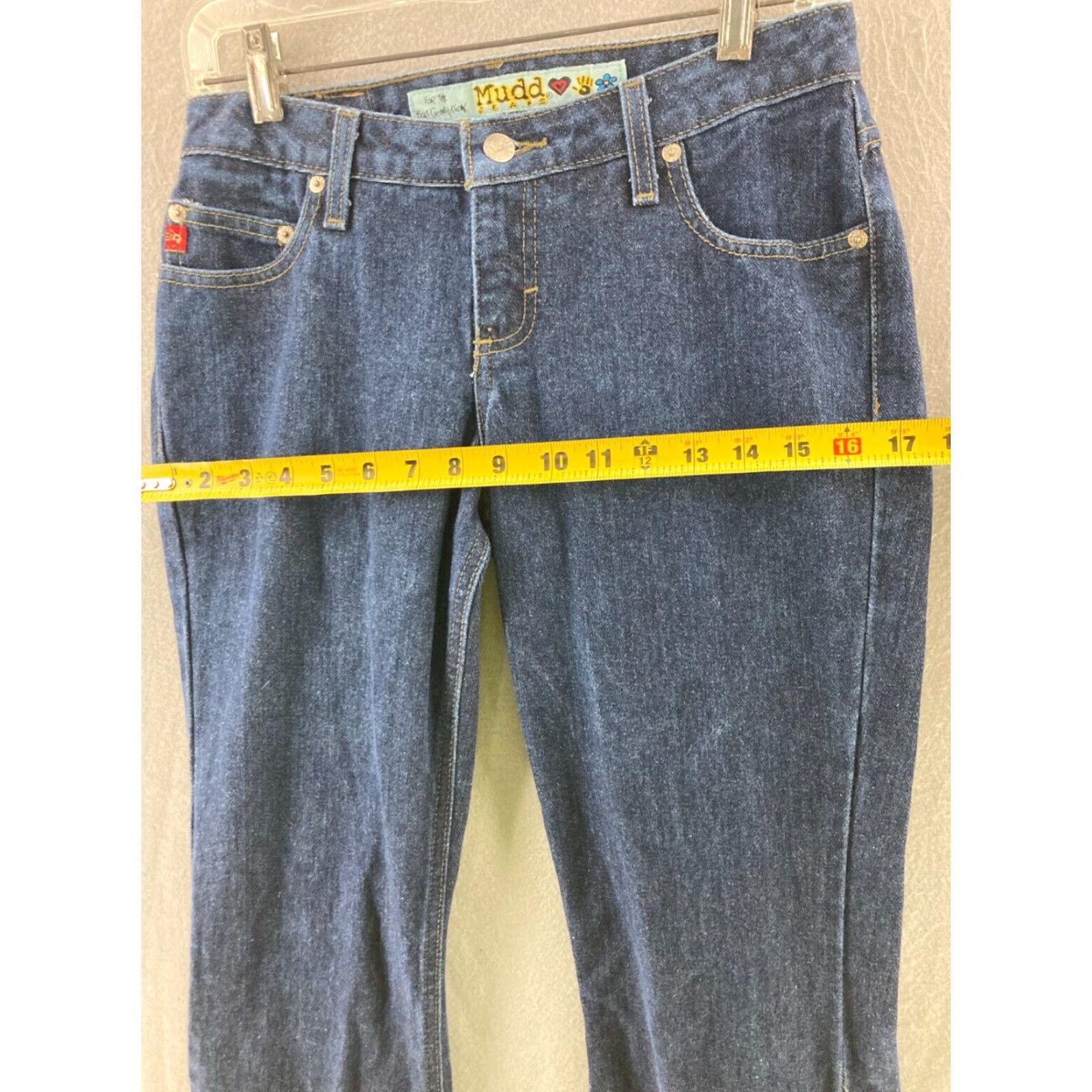 Vintage VINTAGE Mudd Jeans Women’s 5 Low Rise Flare Denim Jeans 90s Blue 100% Cotton Womens Size 5 Inseam 31" Mens/ Women? (Wait) Size 27" / US 4 / IT 40 - 3 Thumbnail