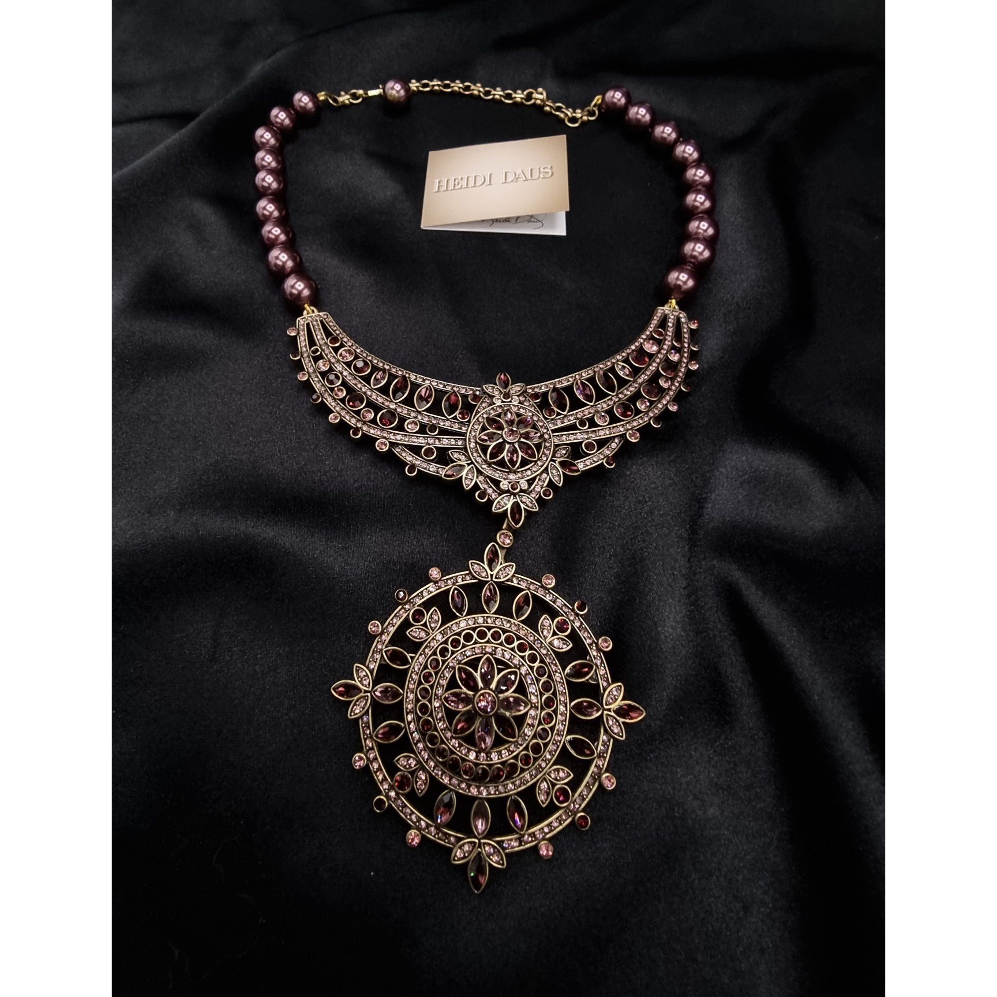 Vintage Heidi Daus Statement Necklace With Purple Beads & Intricate Size ONE SIZE - 3 Thumbnail