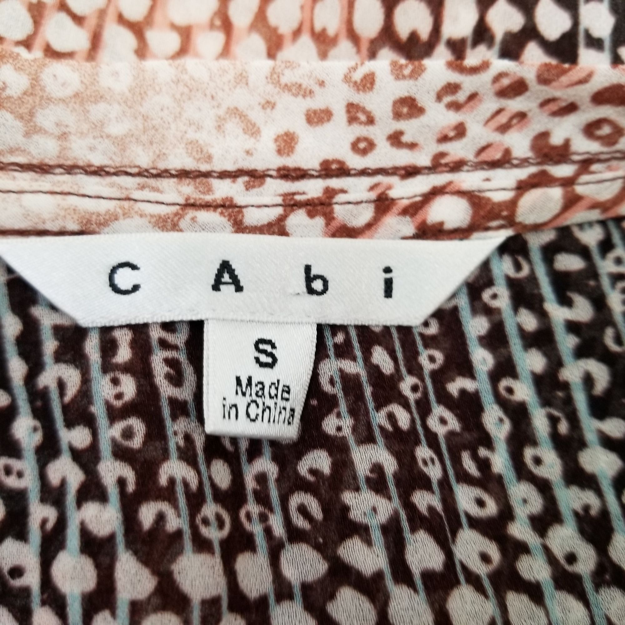 Other CAbi S Pink Brown Geometric Sheer Top 240 Oversized Snakeski Size S / US 4 / IT 40 - 5 Thumbnail