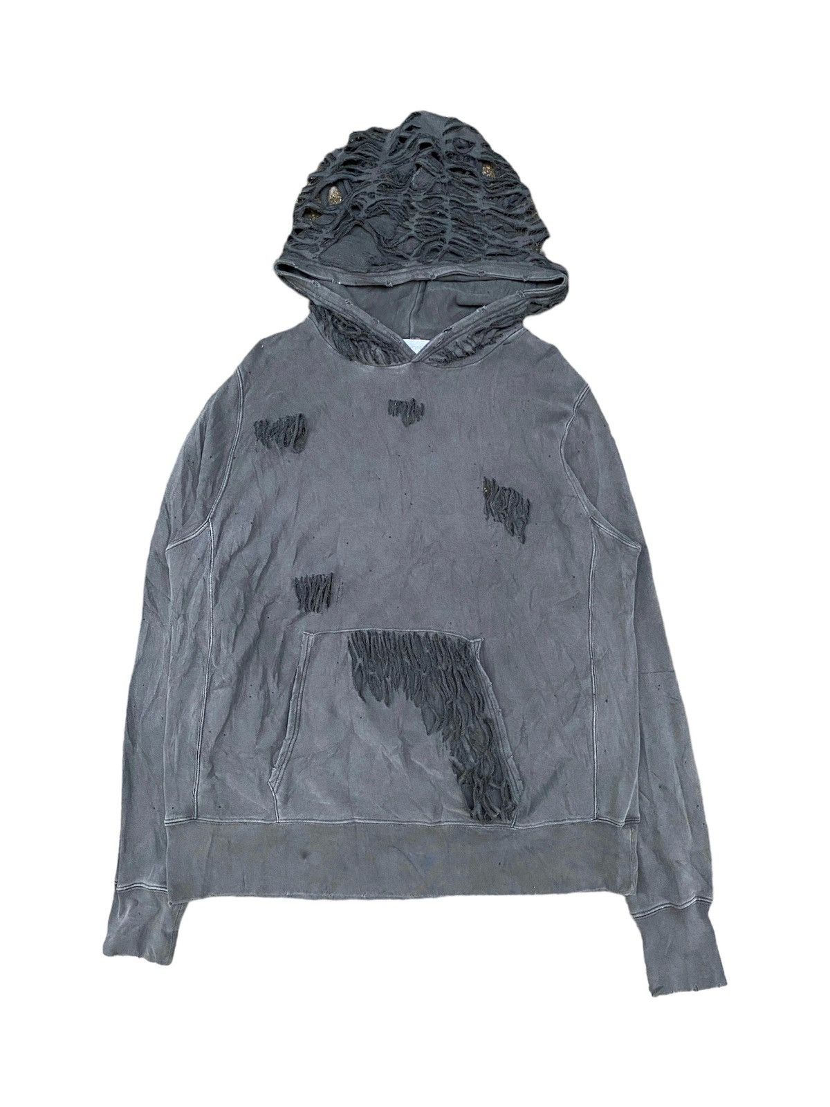 image of If Six Was Nine x Le Grande Bleu L G B Simplicite Distressed Grunge Punk Hoodie Jacket in Grey (Siz