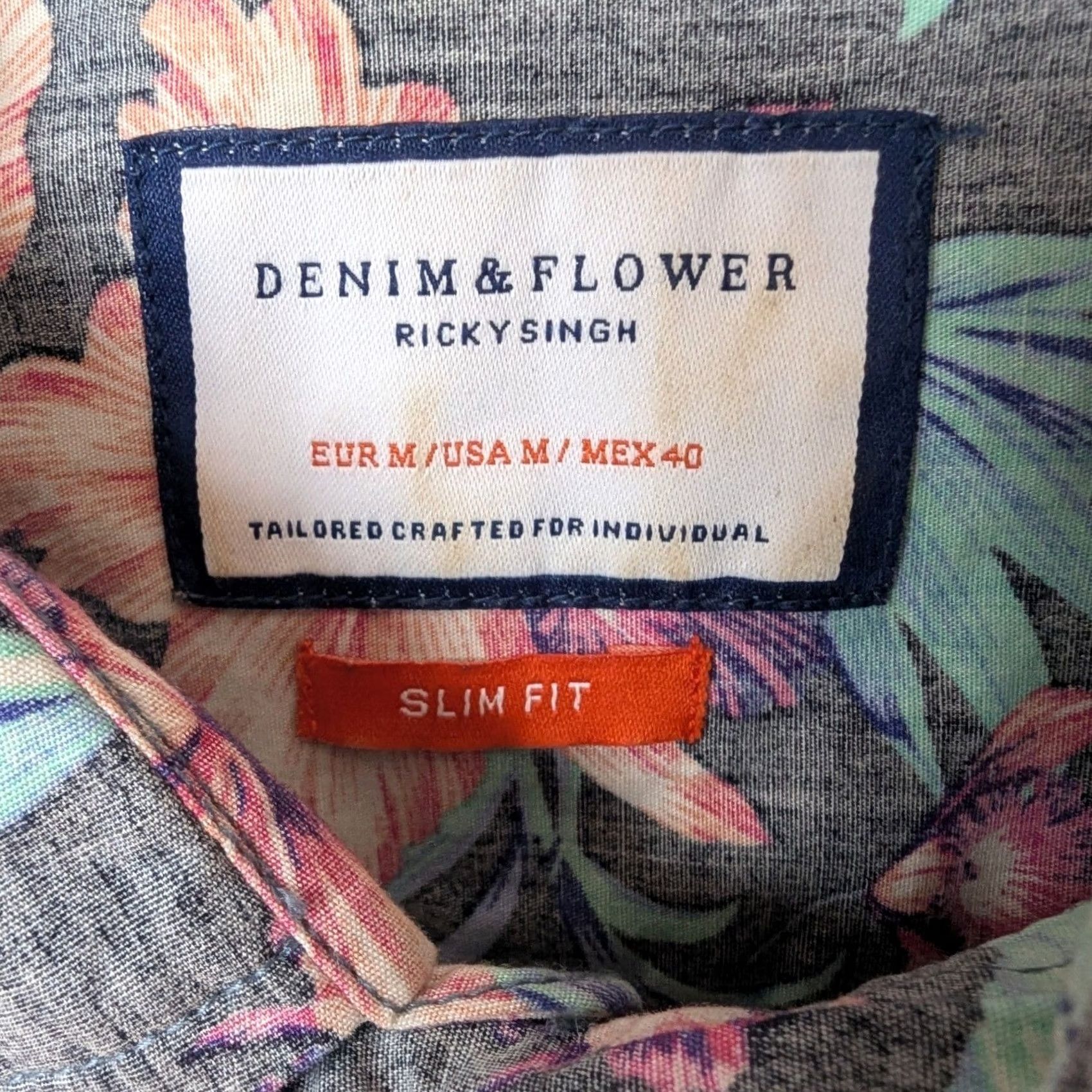 Denime Denim & Flower Mens Slim Fit Short Sleeve Button-Down Shirt M Size US M / EU 48-50 / 2 - 7 Thumbnail