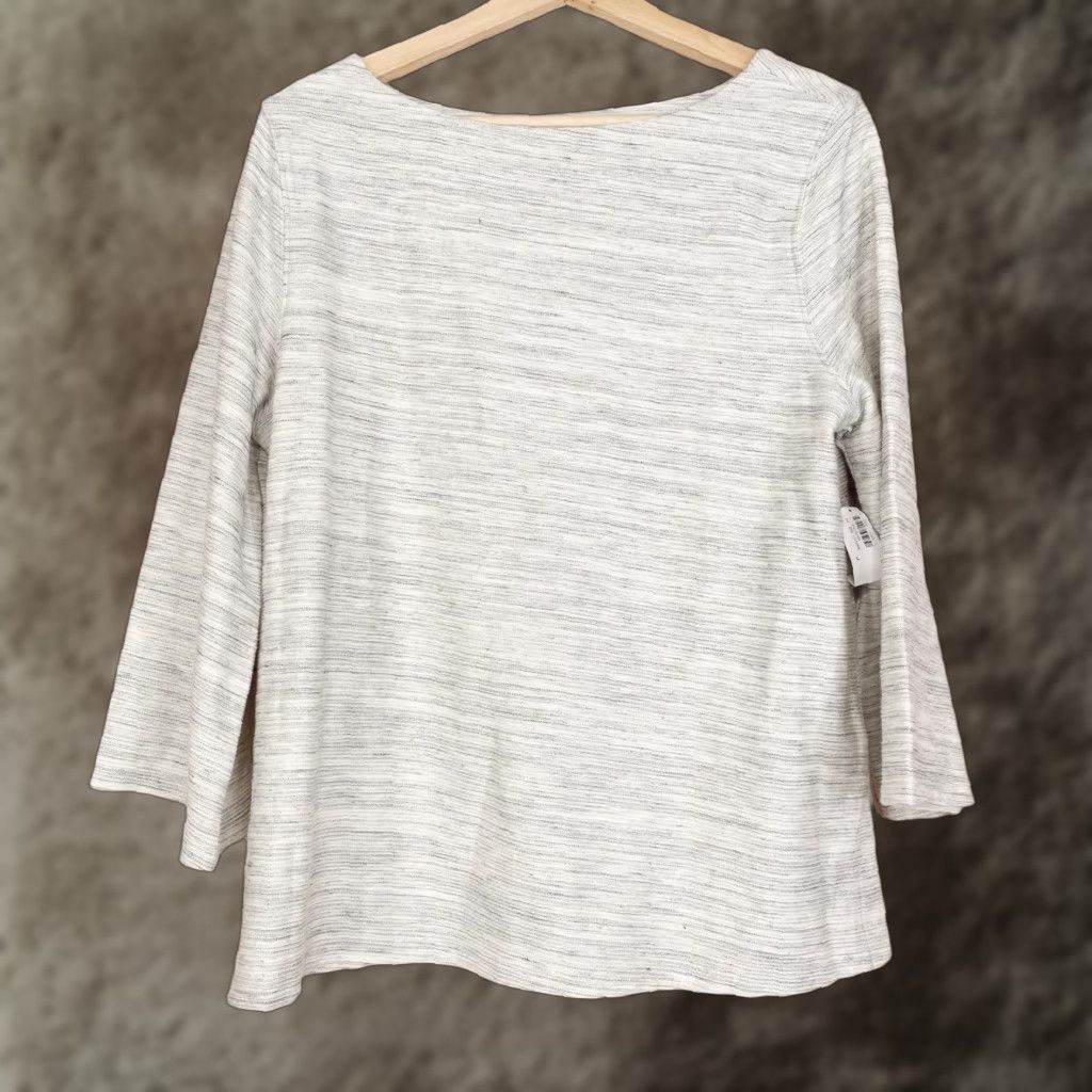 Old Navy Old Navy Top Womens Large Gray Striped Long Sleeve Pullover Casual Top Size L / US 10 / IT 46 - 1 Thumbnail