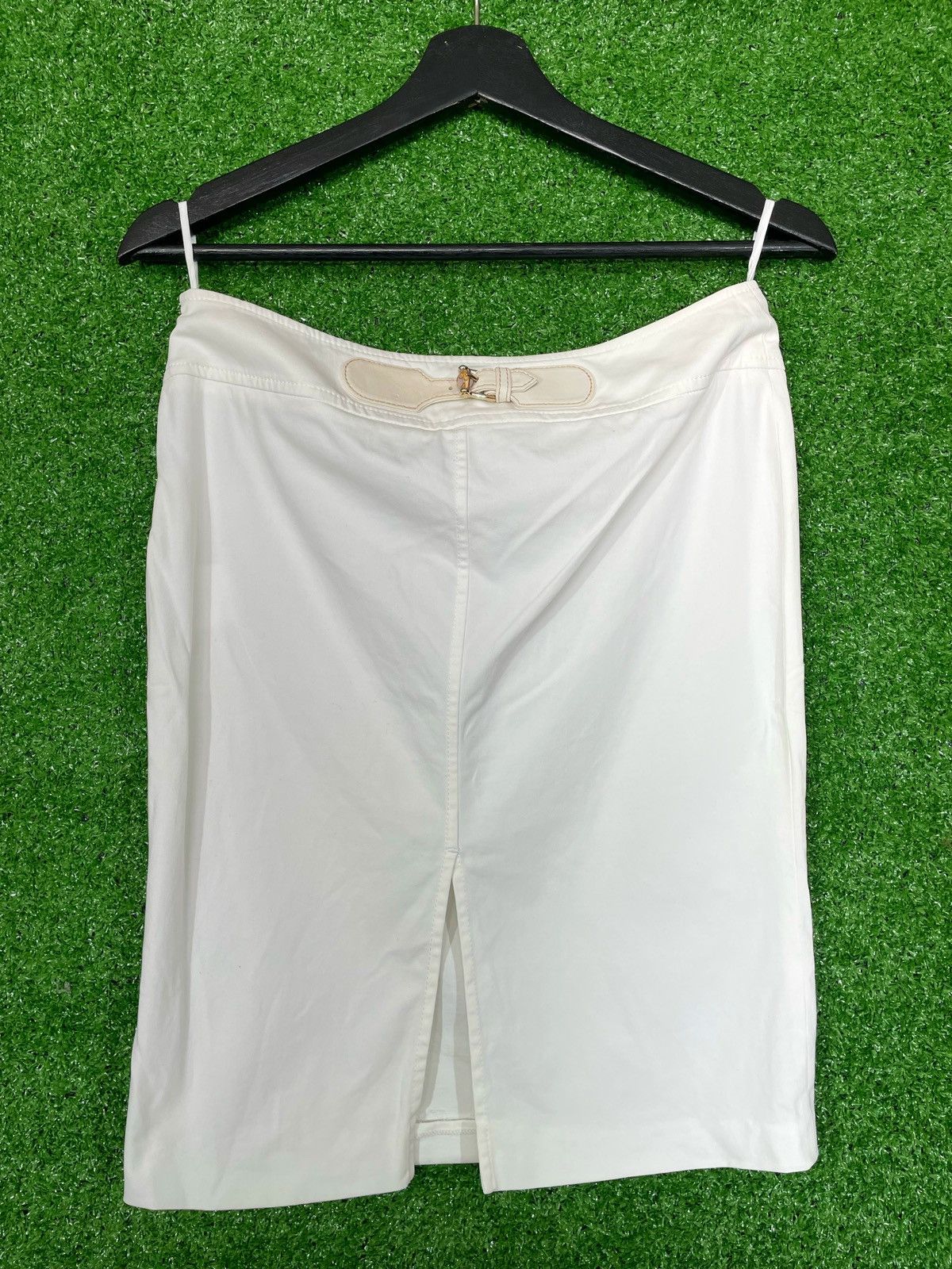 Gucci Gucci White Women Mid Cotton Skirt Size 38 Leather & Bamboo Size 26" / US 2 / IT 38 - 1 Thumbnail