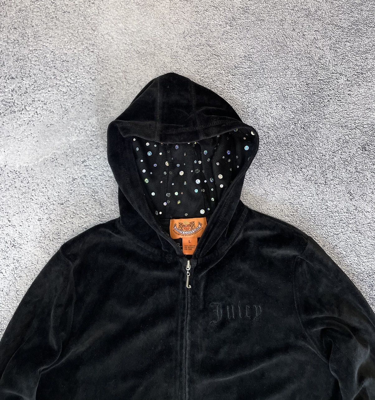 Juicy Couture Juicy Couture Women Zip Hoodie Velour Big Logo Black Size L Size L / US 10 / IT 46 - 6 Thumbnail