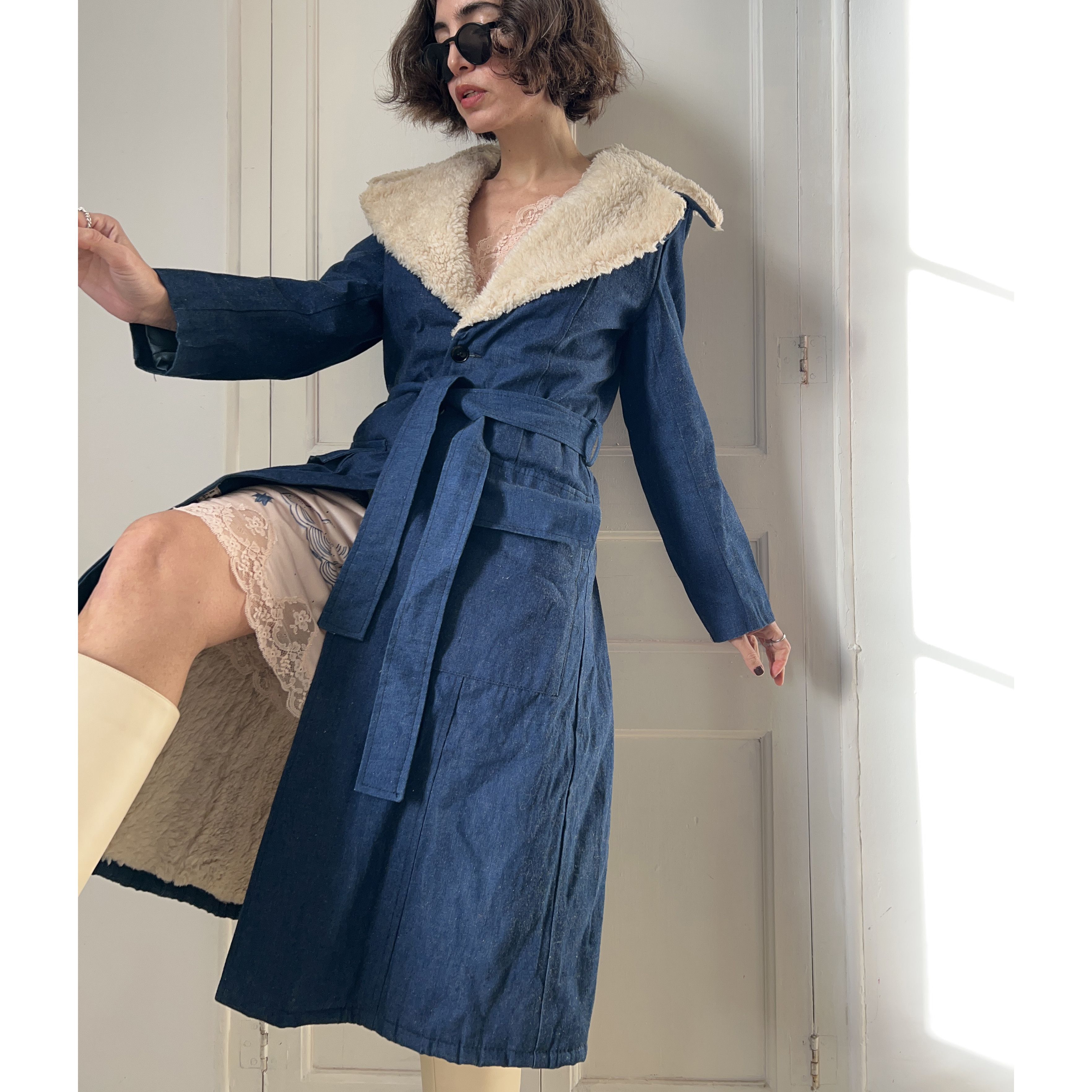 Vintage Vintage 70s Penny Lane Denim Coat Size S / US 4 / IT 40 - 6 Thumbnail