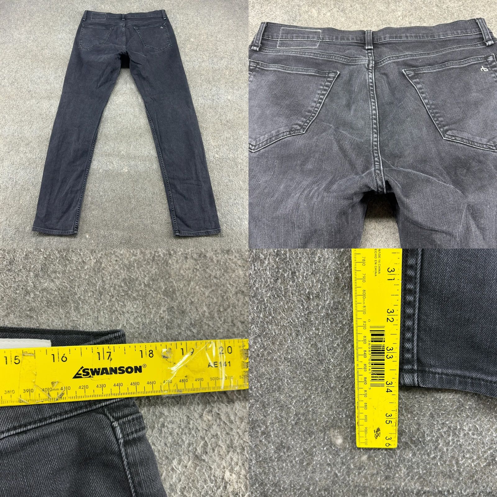 Rag & Bone Rag & Bone Jeans Slim Fit Dark Wash Black 34x34 Denim Cotton Stretch 5-Pocket Mens Slim Inseam 34 Button Fly Regular Fit 2 Size US 34 / EU 50 - 8 Thumbnail