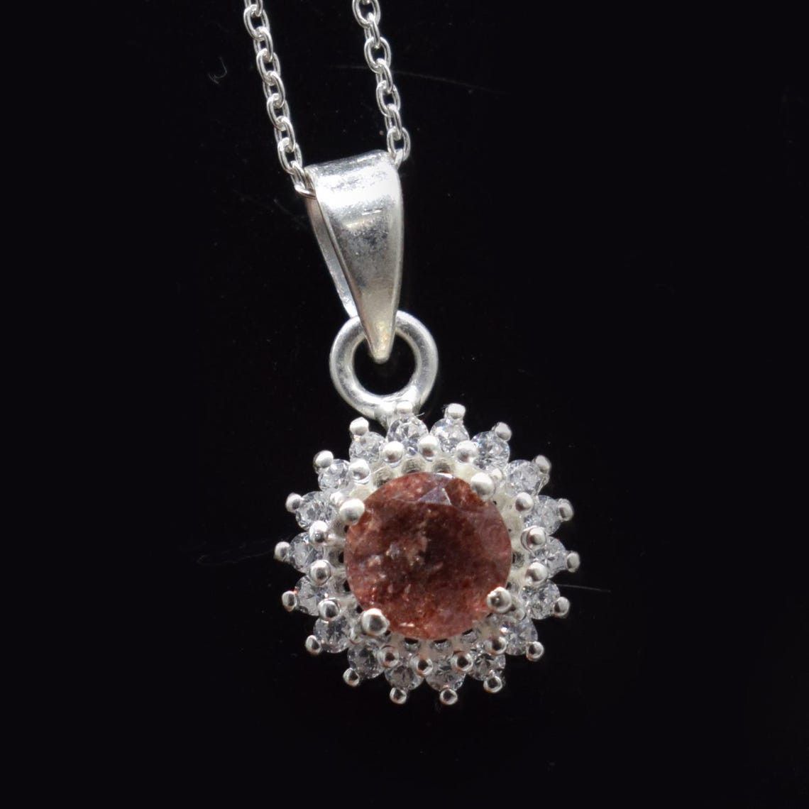 Handmade Natural Sunstone 925 Sterling Silver Pendant with Chain Size ONE SIZE - 3 Thumbnail