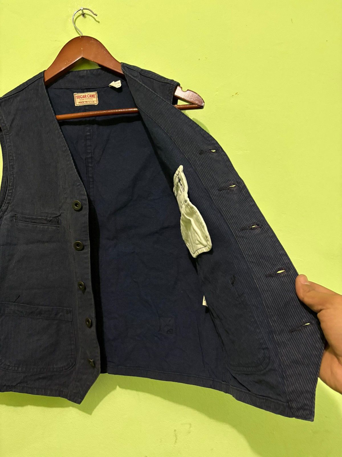 Sugar Cane Vtg 90s Sugar Cane Stripe Vest Worker Clothing Made In USA Size US M / EU 48-50 / 2 - 5 Thumbnail