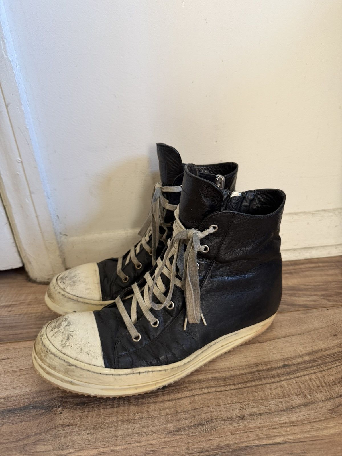 Rick Owens FW18 Mainline Leather Ramone Hightop Sneakers 44 Size US 11.5 / EU 44-45 - 3 Thumbnail