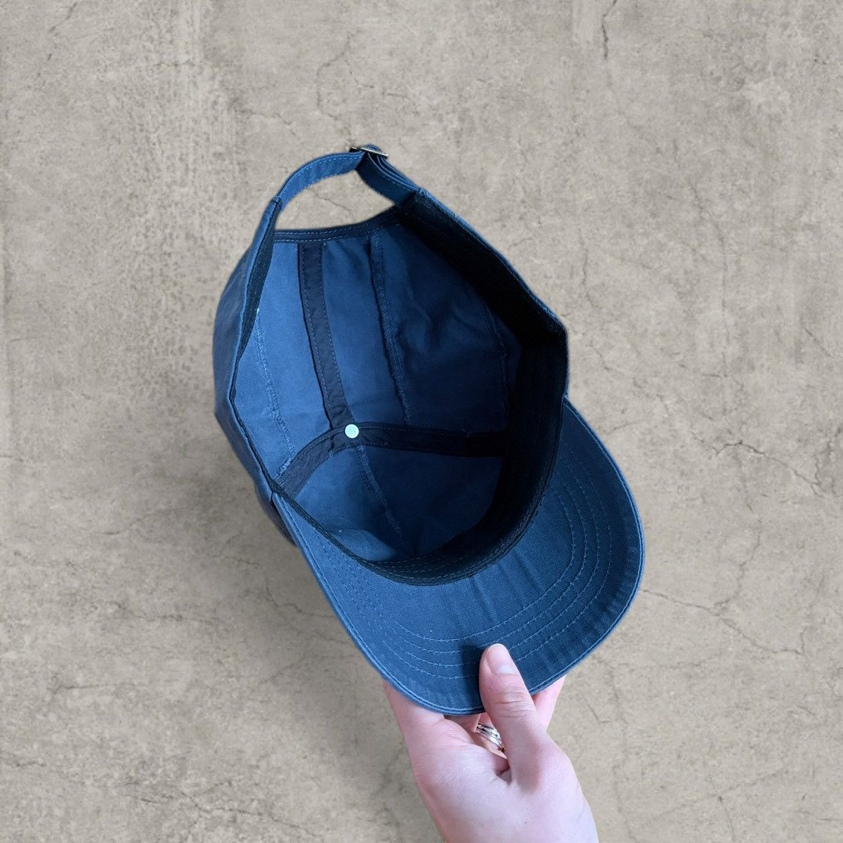 Japanese Brand Cool vintage style cap, blue with beige logo. One size Size ONE SIZE - 5 Thumbnail