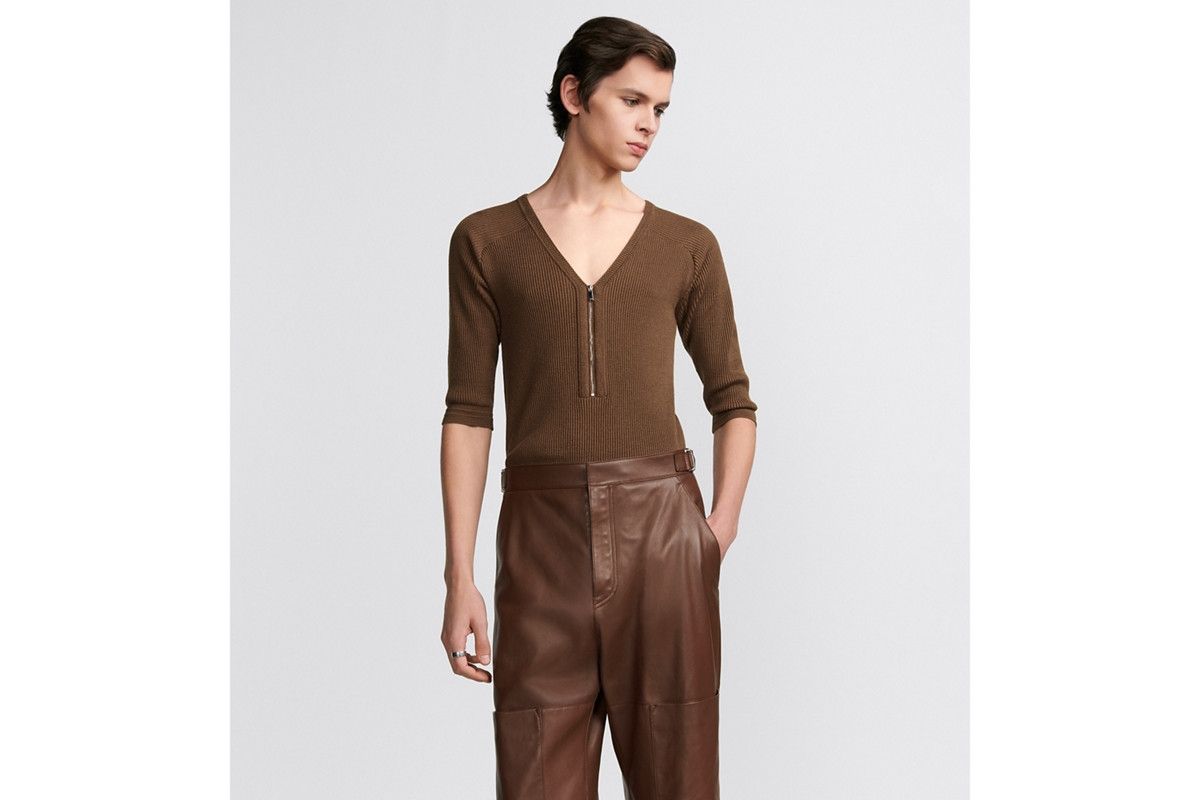 Dior o1bcso1str0226 Zipped Fitted Top in Brown Size US L / EU 52-54 / 3 - 4 Thumbnail