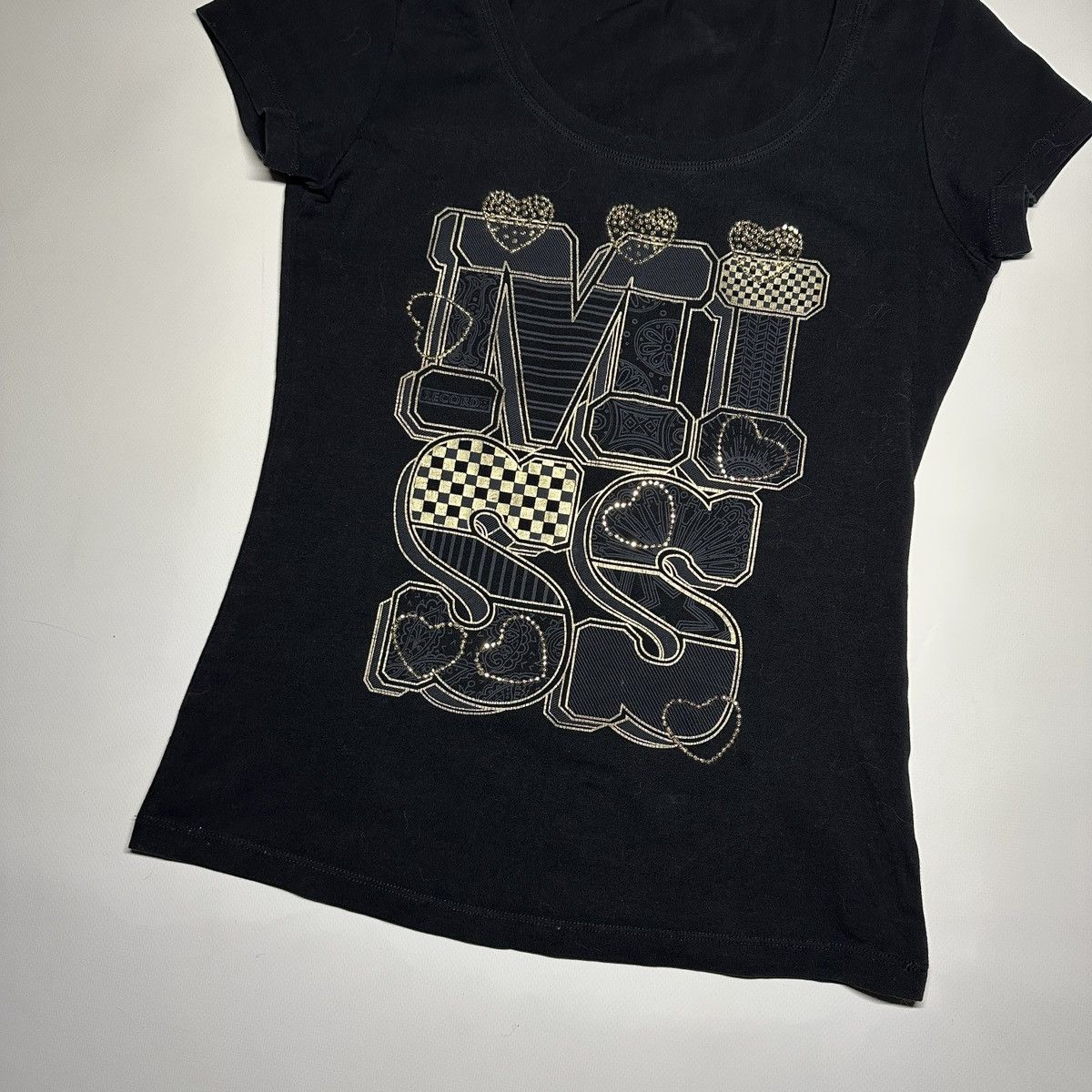Miu Miu Miu Miu Black Graphic T-Shirt Embellished Logo Design Size S / US 4 / IT 40 - 4 Thumbnail