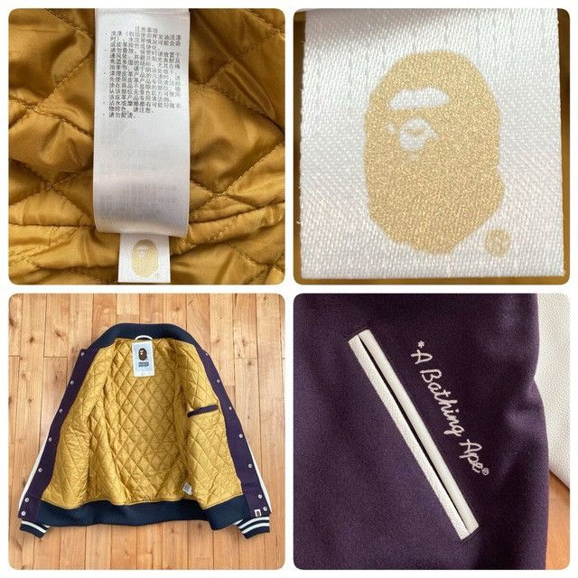 Bape BAPE LOGO Leather Sleeve Varsity Jacket a bathing ape Size US L / EU 52-54 / 3 - 10 Thumbnail