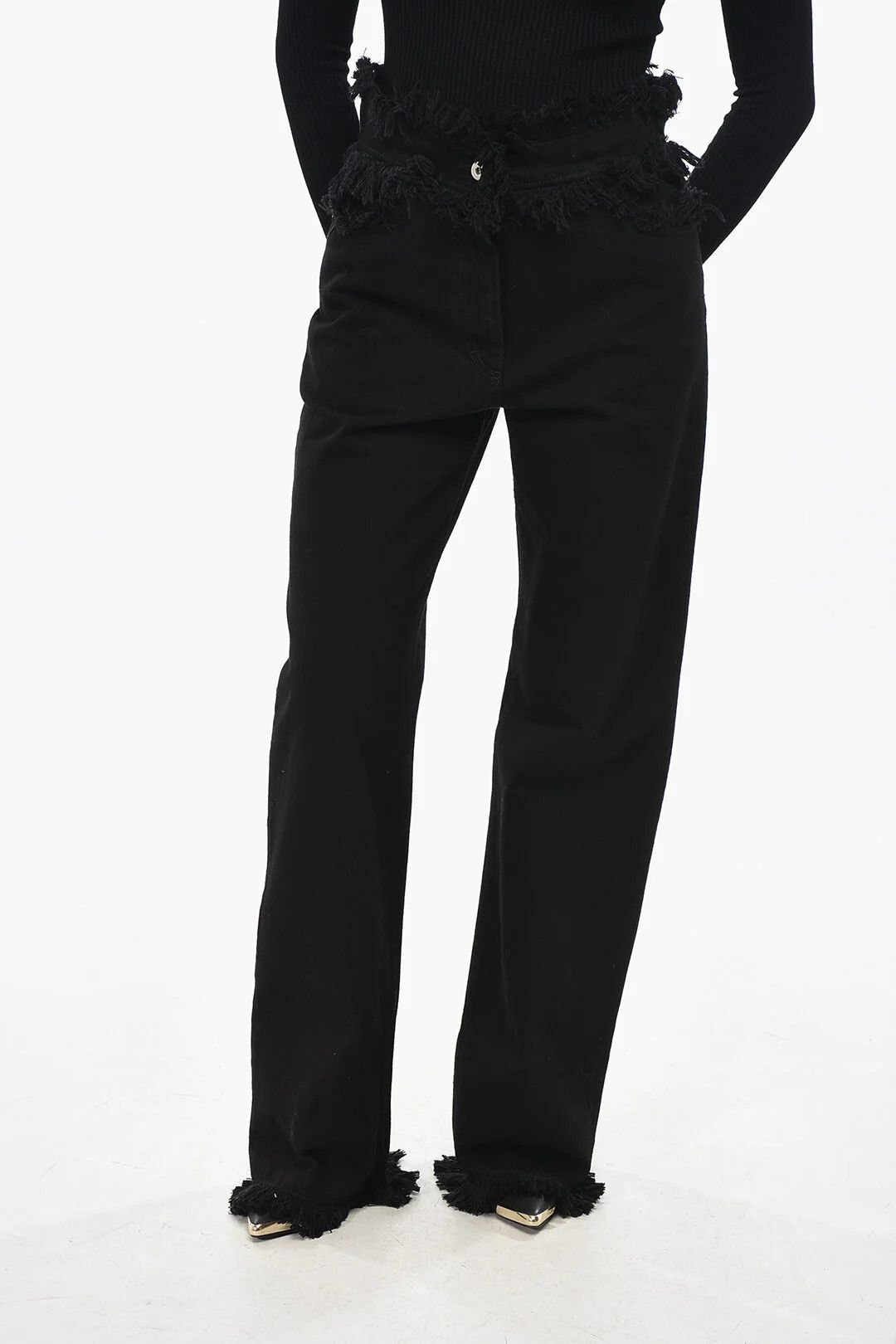 Salvatore Ferragamo og1mm0326 Straight-Fit Cotton Jeans in Black Size 26" / US 2 / IT 38 - 1 Thumbnail