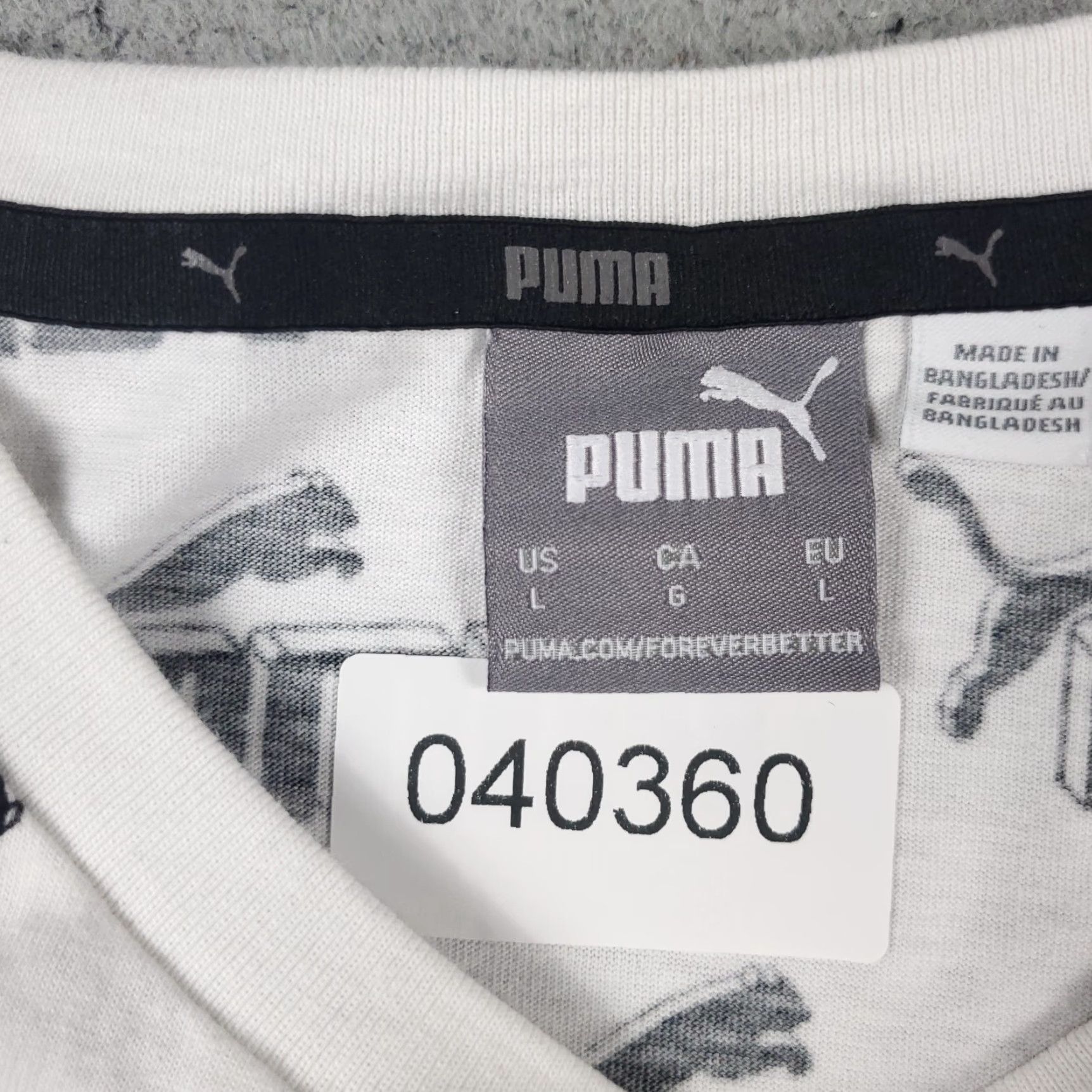 Puma PUMA T Shirt Mens L White Solid Logo Short Sleeve Crew Neck Casual Classic Sports Modern American Adults Mens Size US L / EU 52-54 / 3 - 6 Thumbnail