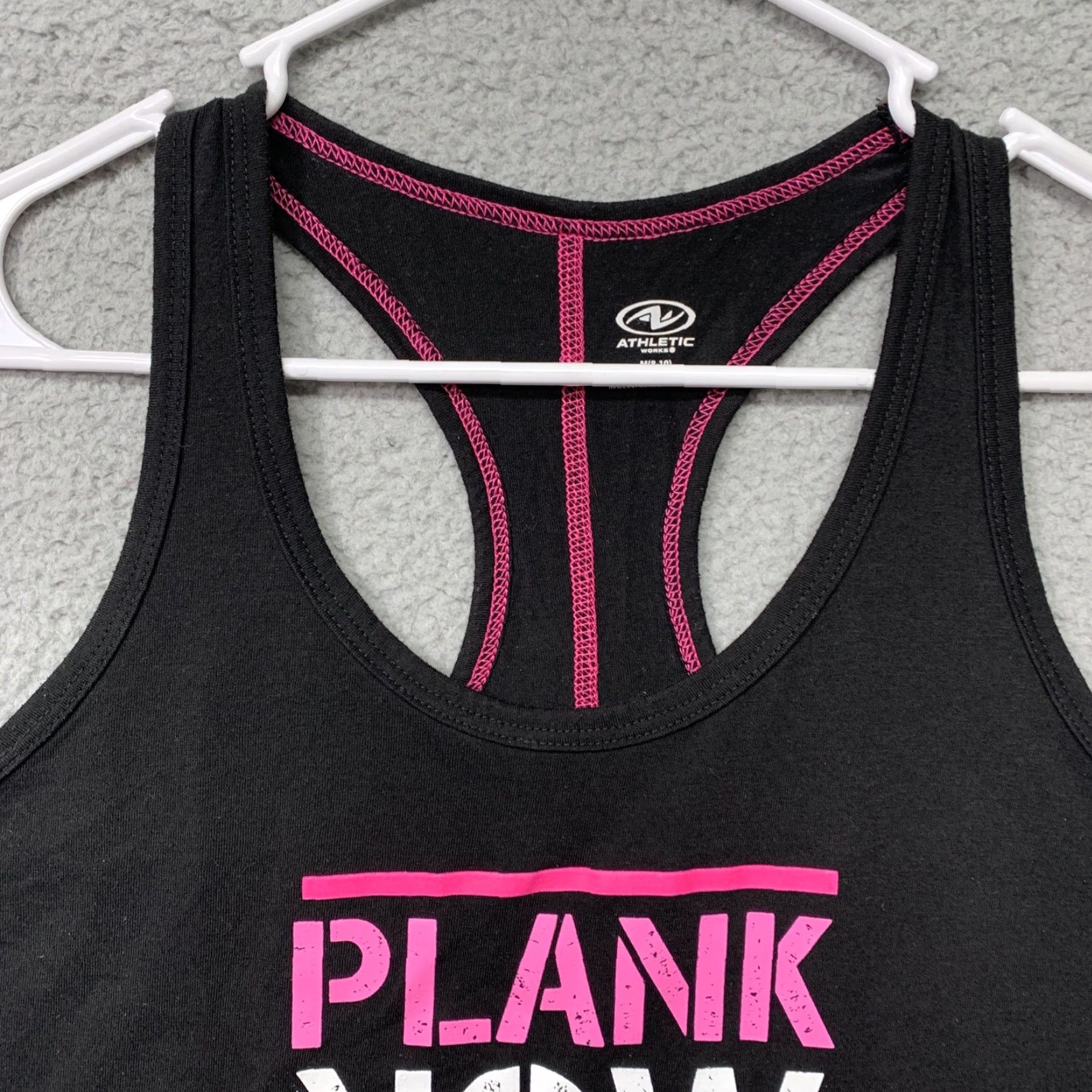 Athletic Works Athletic Works Racerback Tank Top Women M (8-10) Black "Plank Now Wine Later" Activewear Tank Size M / US 6-8 / IT 42-44 - 2 Thumbnail