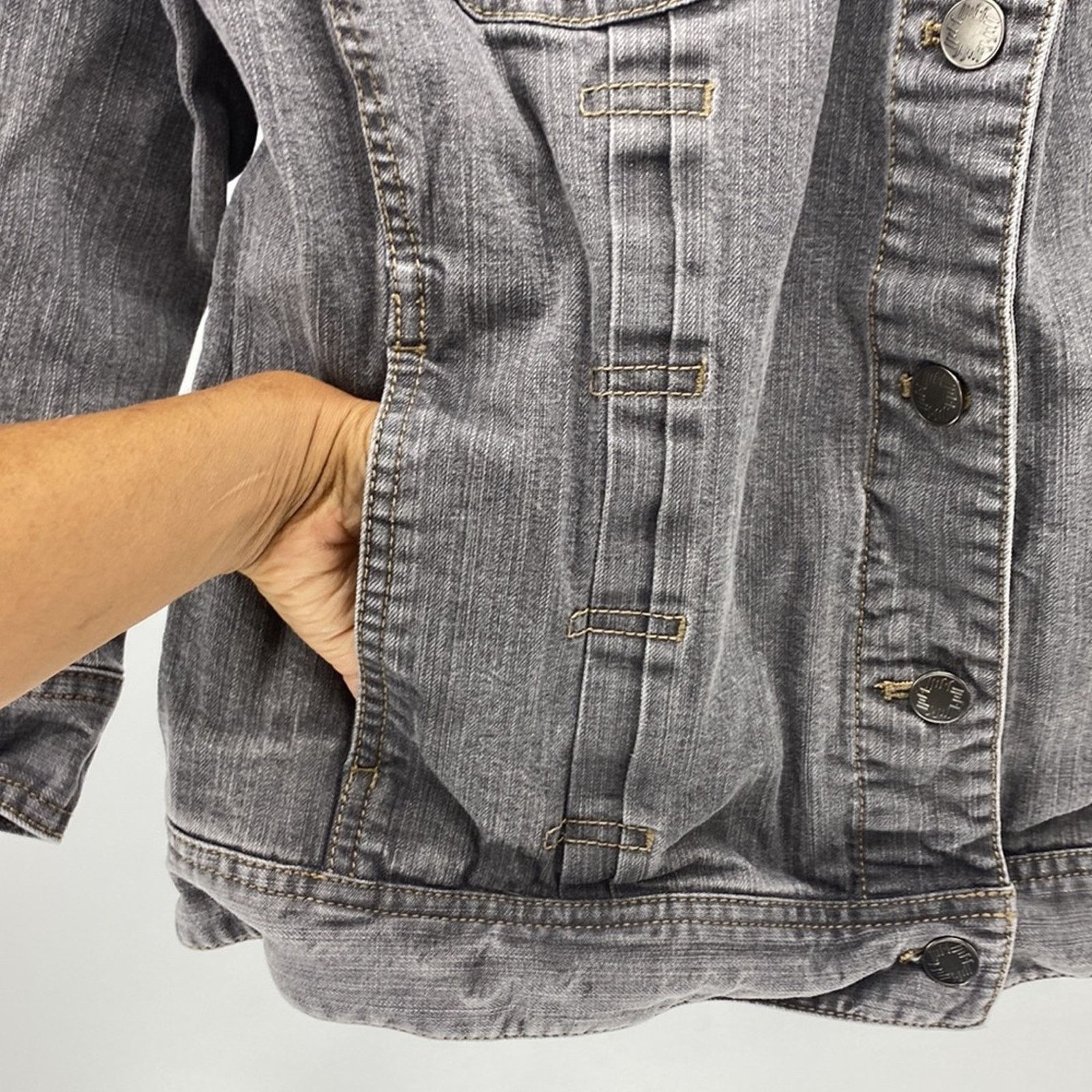Other j.jill gray stretch denim 3 quarter sleeve jacket size L Size L / US 10 / IT 46 - 6 Thumbnail