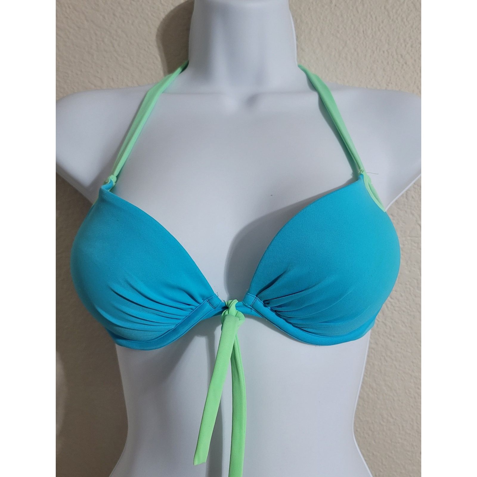 Other Victoria's Secret Blue Green Pleated Padded Bikini Top 32B Size ONE SIZE - 1 Thumbnail