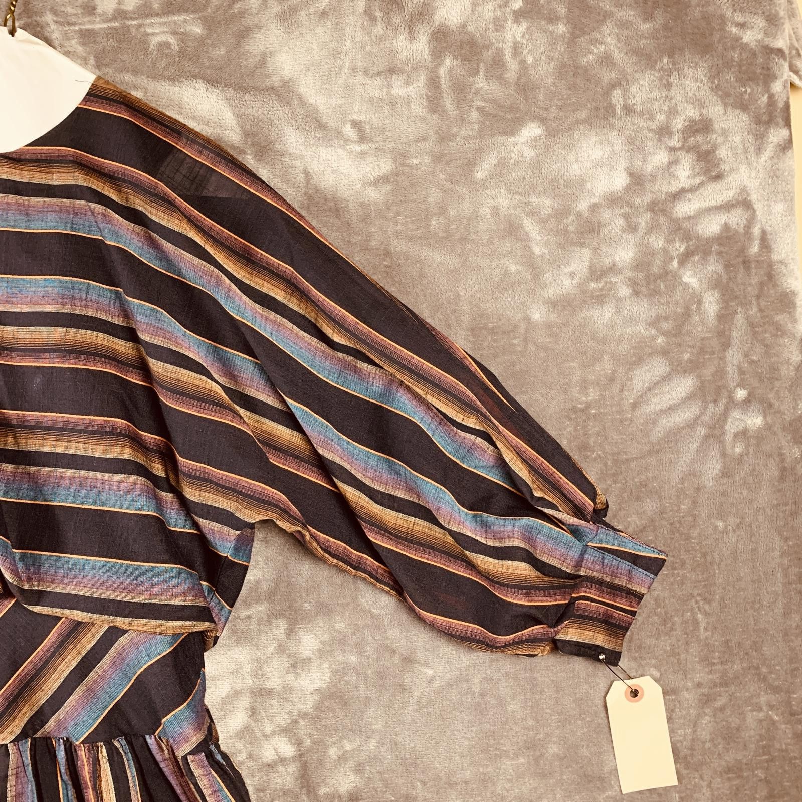 Unknown London Vintage 80s Womens Long Sleeve Striped Midi Dress (384) Size S / US 4 / IT 40 - 3 Thumbnail