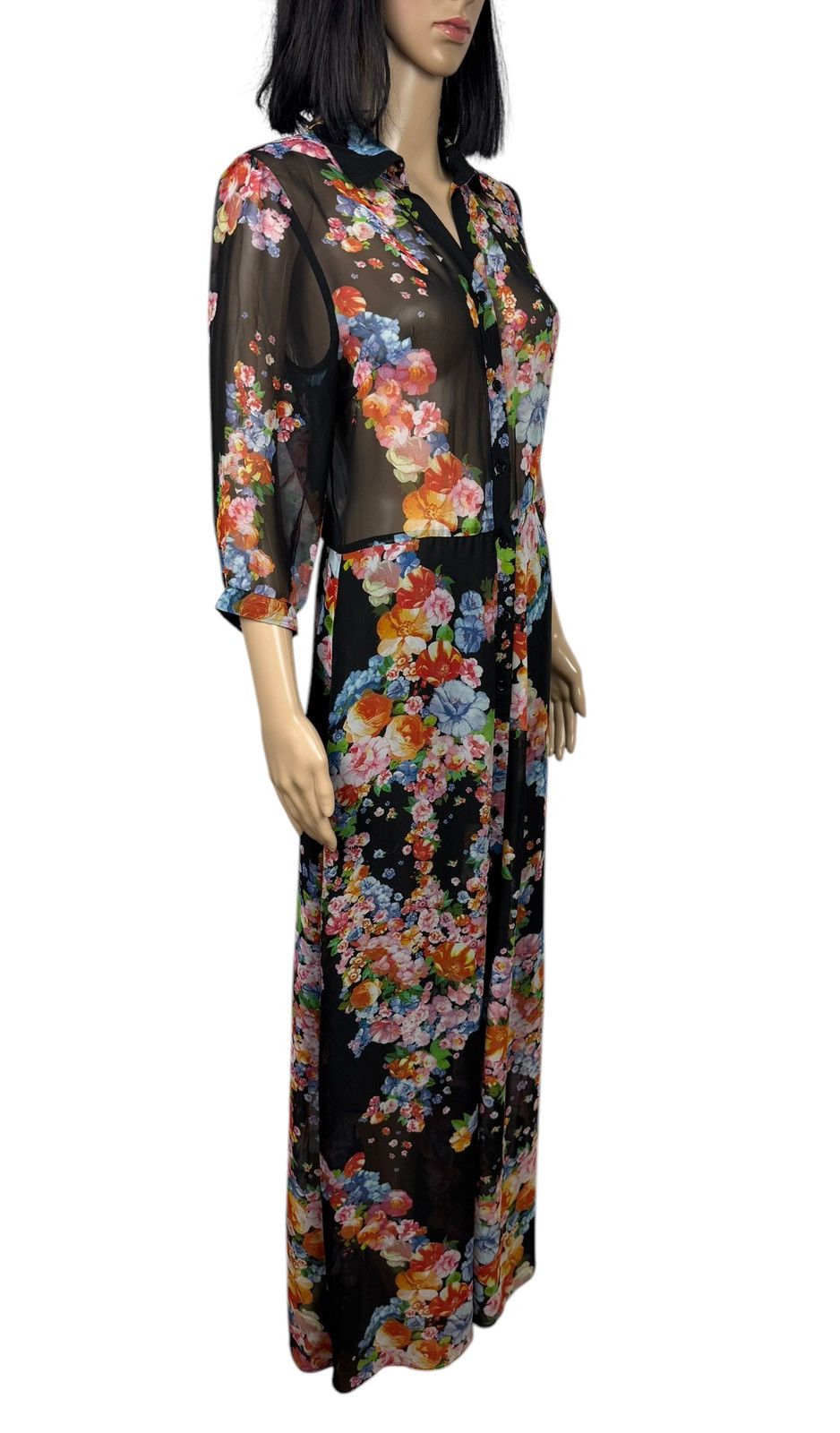 Designer Ulyana Sergeenko Maxi Dress Floral Printed Mesh size L Size L / US 10 / IT 46 - 4 Thumbnail