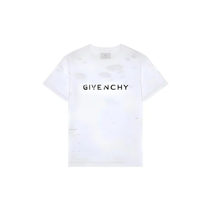 Givenchy o1w1db10325 2 Laters Oversized Hole T-Shirt in White Size US XS / EU 42 / 0 - 1 Thumbnail