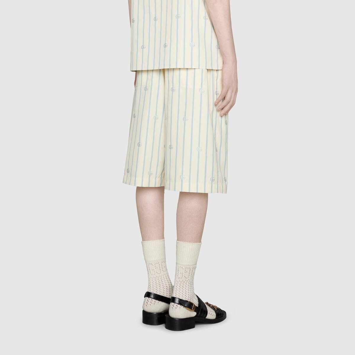 Gucci o1mt1gz0725 Double G Stripe Cotton Shorts Ivory/Light Blue Size US 38 / EU 54 - 4 Thumbnail
