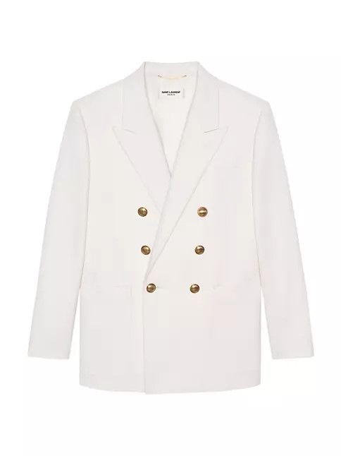 Saint Laurent Paris o1s1wg111124 Double-Breasted Jacket in Wool Twill in Chalk Size S / US 4 / IT 40 - 1 Thumbnail