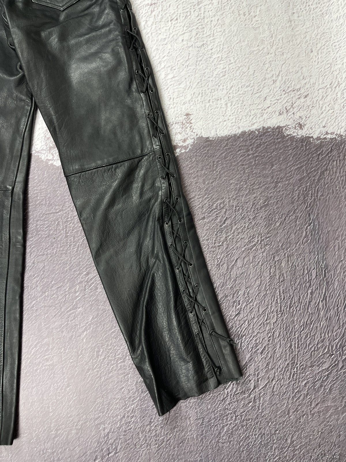Leather Vintage Genuine Leather black motorcycle pants Versace style Size US 34 / EU 50 - 15 Thumbnail