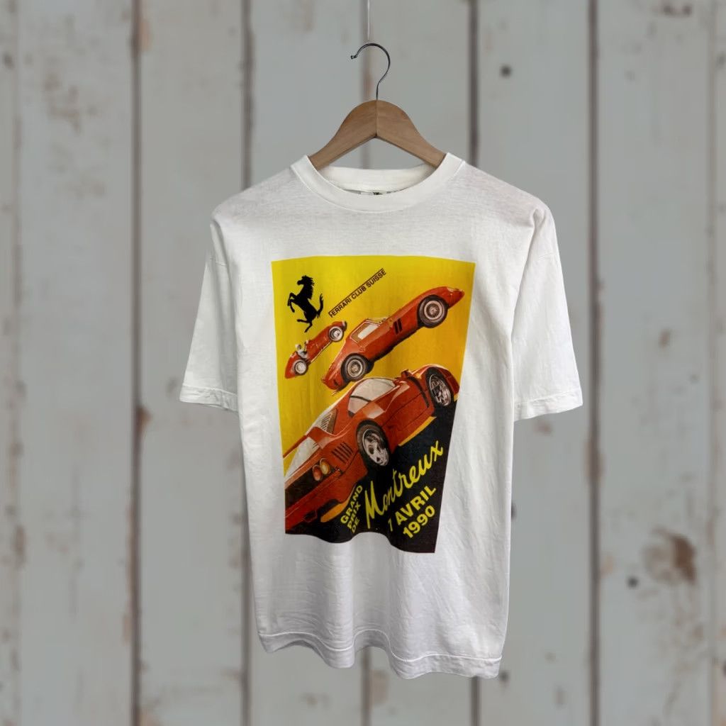 Vintage VINTAGE Ferrari Club Suisse Grand Prix De Montreux T-Shirt L White Mens XS? No Size US L / EU 52-54 / 3 - 1 Thumbnail