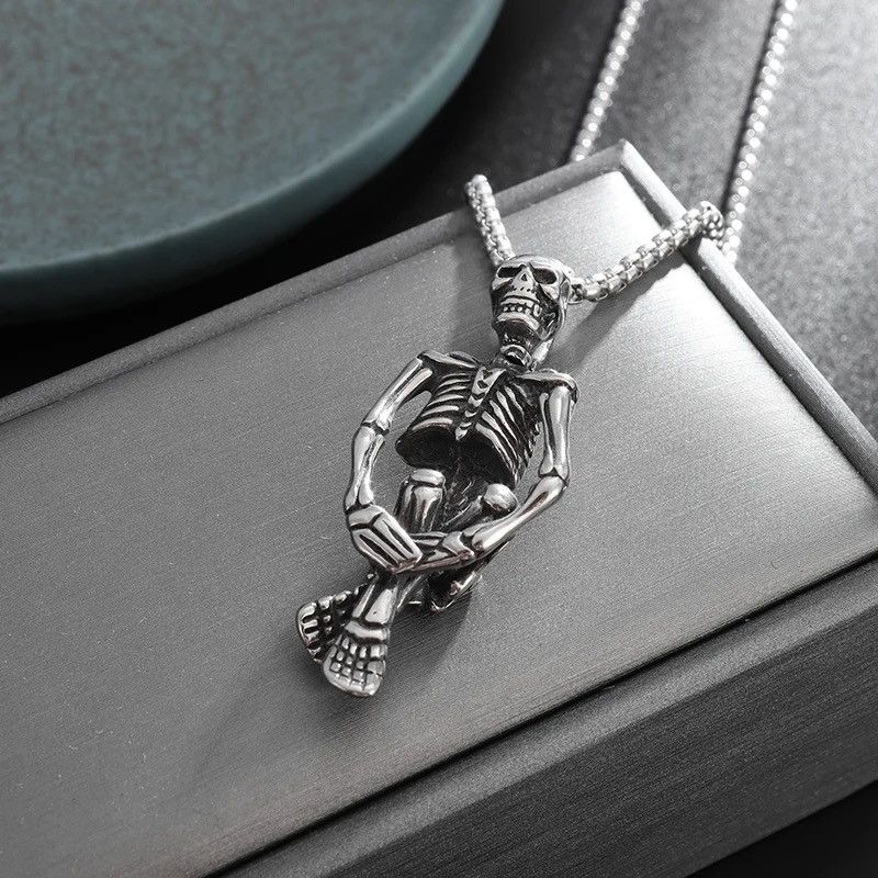 Other Creative Cross Legged Skull Pendant Necklace Size ONE SIZE - 2 Thumbnail