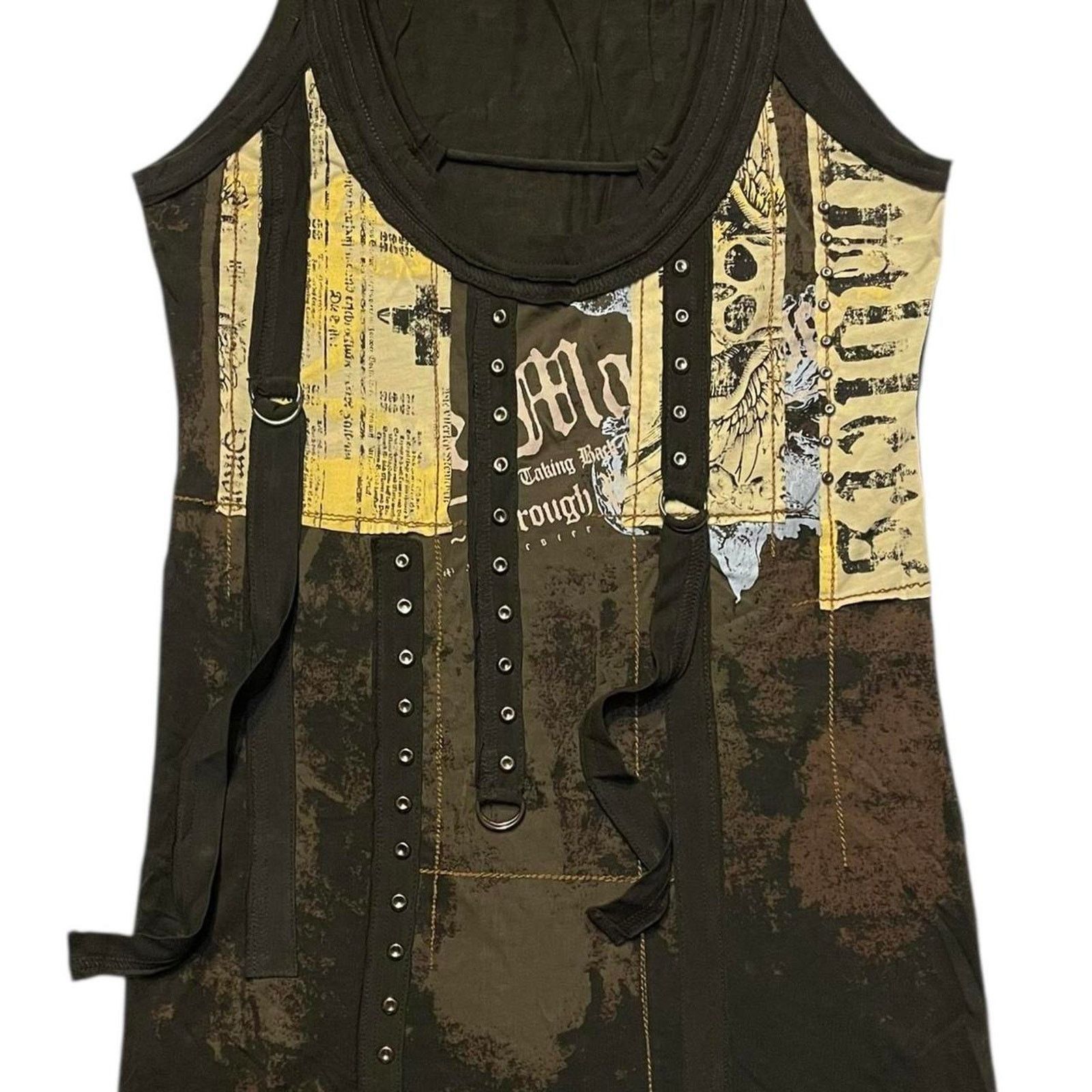 Salvage NWOT Vintage Y2K Salvage grunge punk goth lace-up tank dress Size L / US 10 / IT 46 - 4 Thumbnail