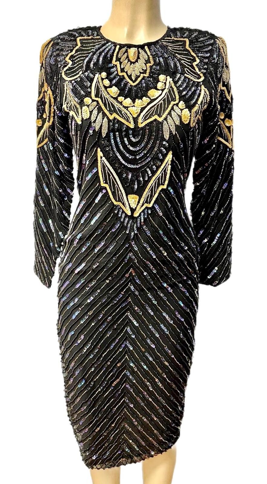 Other Sequined Beaded Dress Black, Peacock & Gold size 6 Size M / US 6-8 / IT 42-44 - 1 Thumbnail
