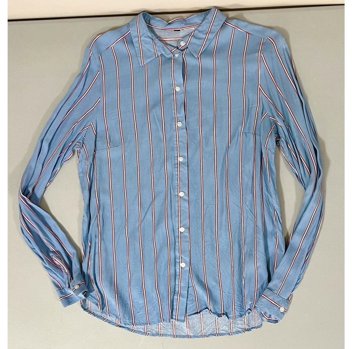 Vintage Blue Striped Collared Button-Down Shirt Top Blouse Size 4 💙❤️ Size S / US 4 / IT 40 - 2 Thumbnail